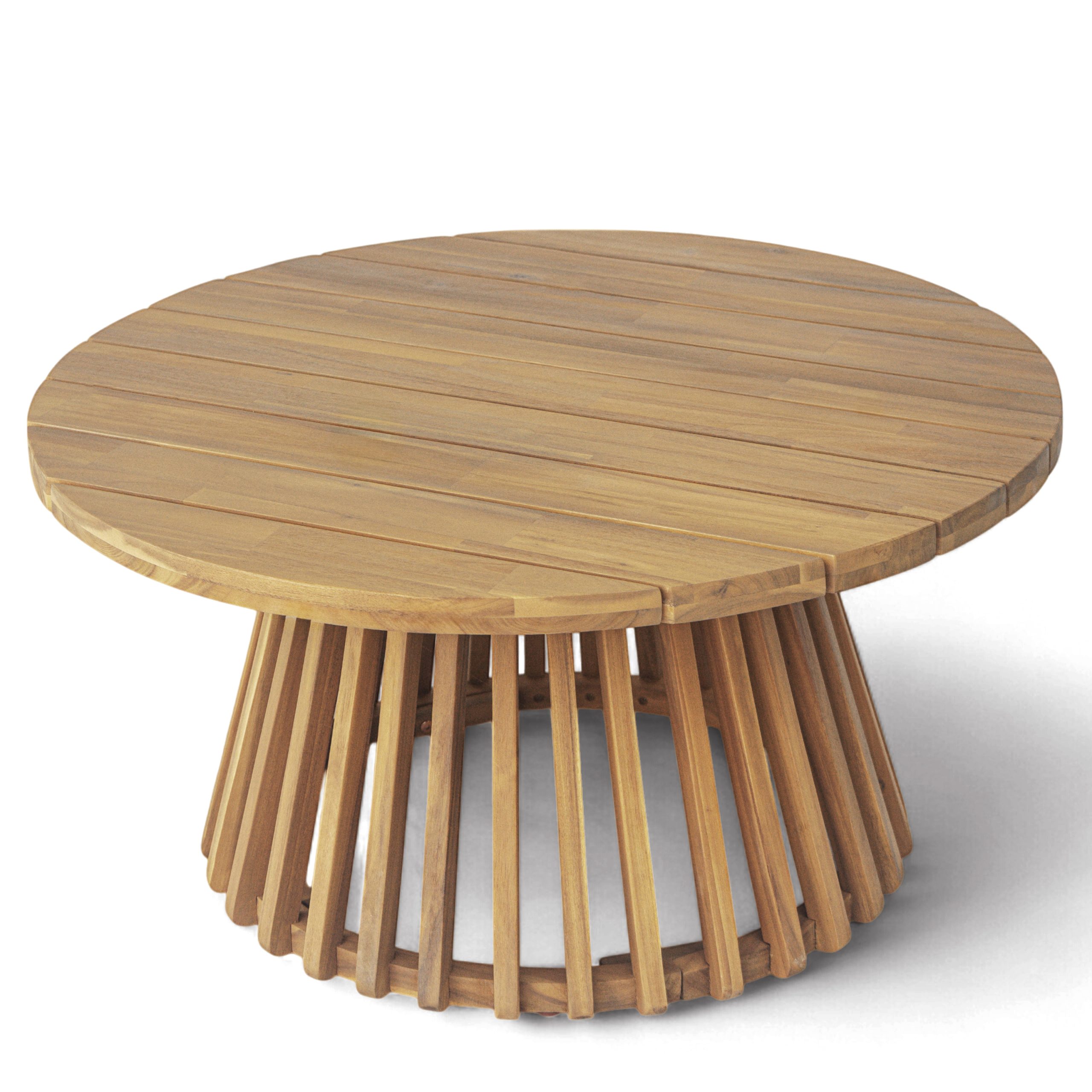 Outdoor Acacia Wood Patio Coffee Table, Round Coffee Table for Backyard, Lawn, Balcony,Teak Finish - Image 6