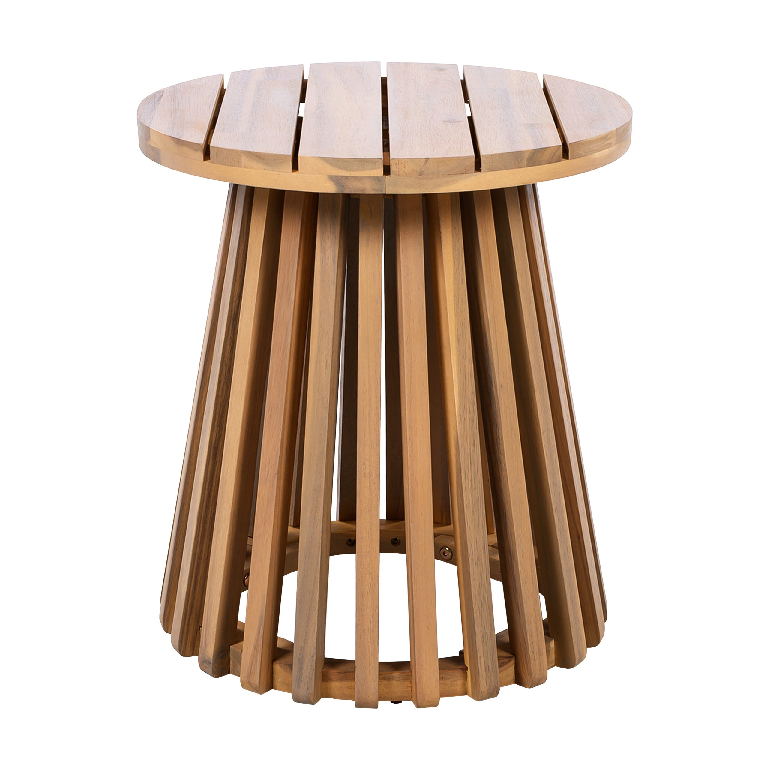 Outdoor Acacia Wood Patio Side Table, Round Coffee Table for Backyard, Lawn, Balcony,Light Teak - Image 4