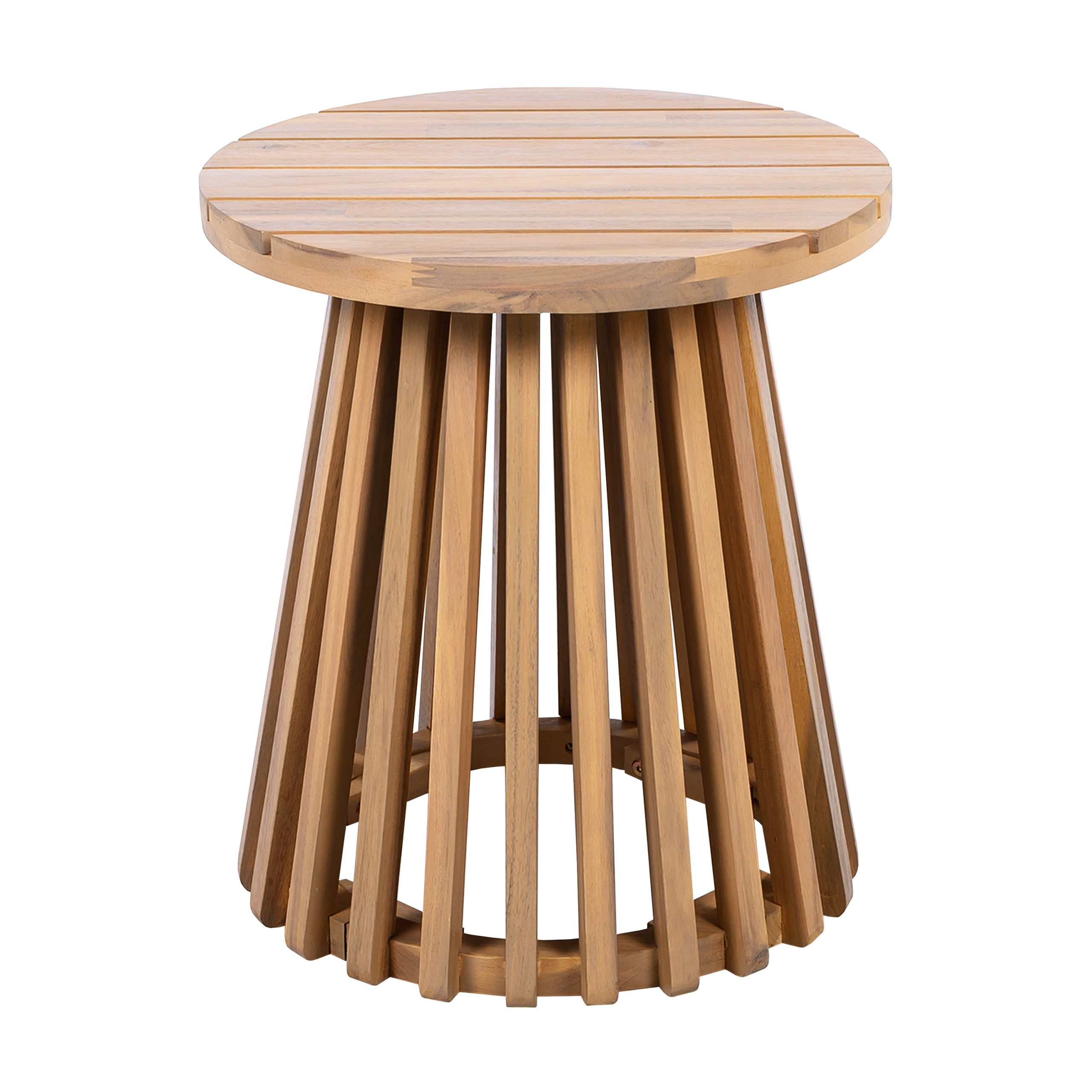 Outdoor Acacia Wood Patio Side Table, Round Coffee Table for Backyard, Lawn, Balcony,Light Teak - Image 5