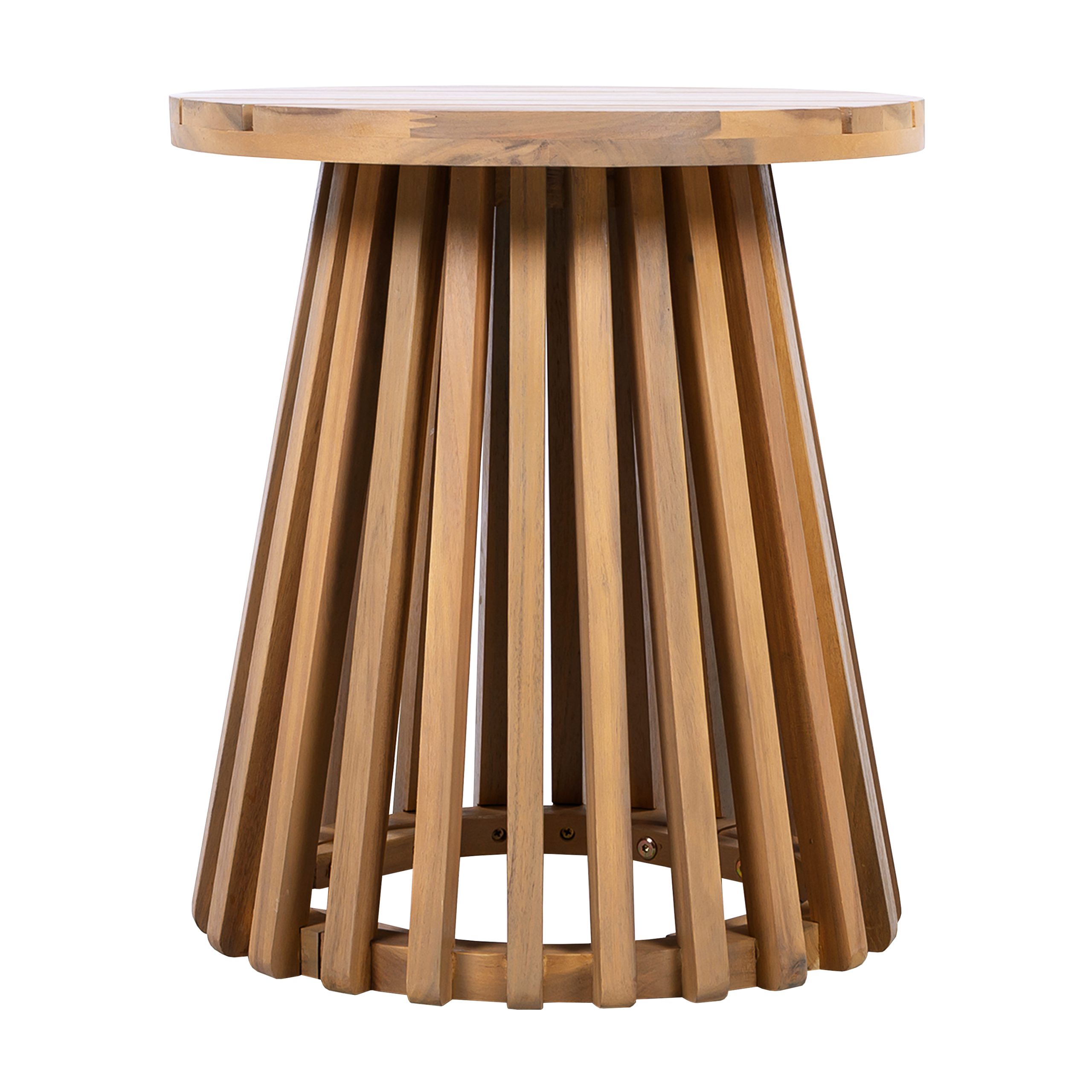 Outdoor Acacia Wood Patio Side Table, Round Coffee Table for Backyard, Lawn, Balcony,Light Teak - Image 6