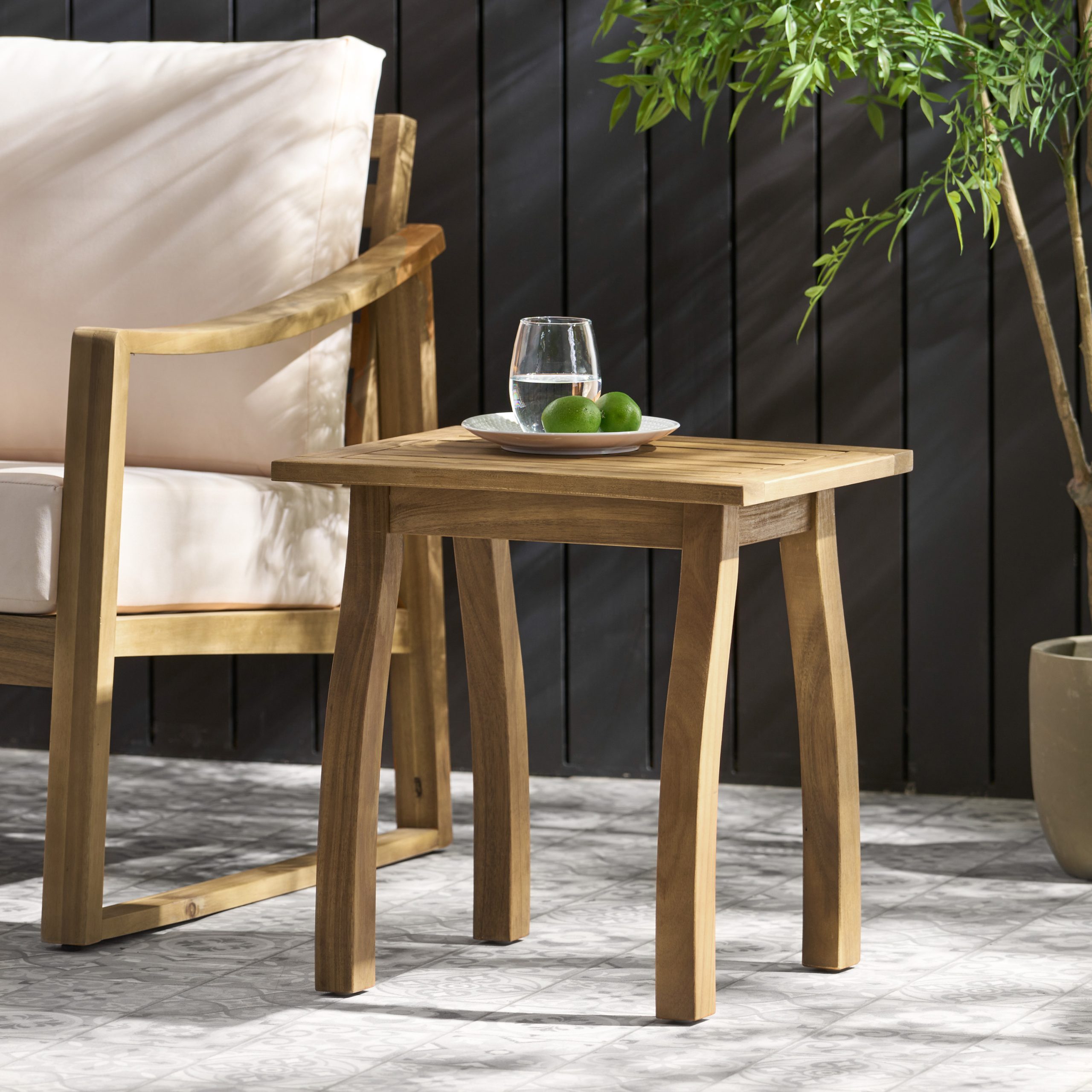 SELMA Acacia wood Accent Side Table in Natural Stained, Weather-Resistant Rectangular End Table for Patio, Garden, Lawn, and Living Room(Natural Stained) - Image 4
