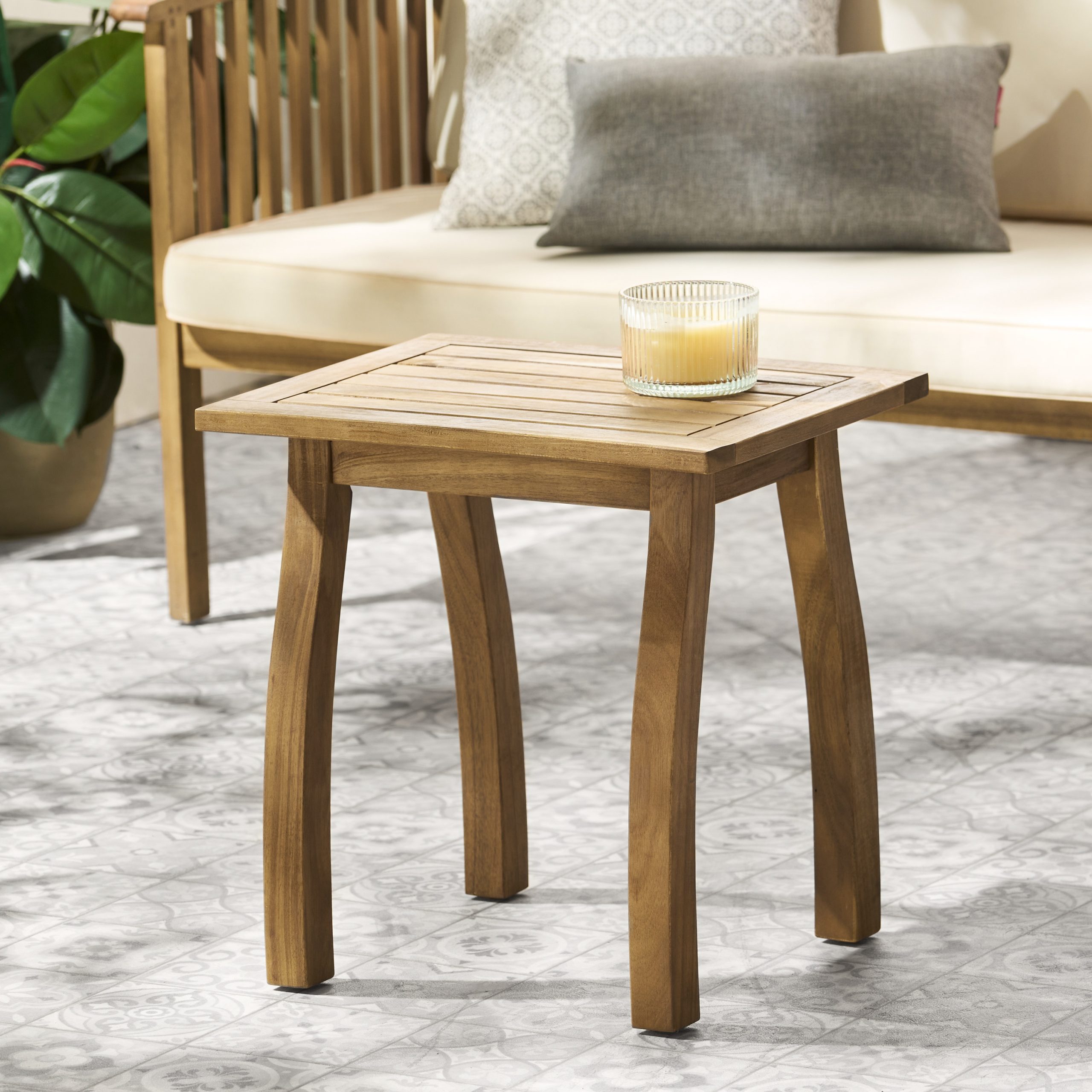 SELMA Acacia wood Accent Side Table in Natural Stained, Weather-Resistant Rectangular End Table for Patio, Garden, Lawn, and Living Room(Natural Stained) - Image 5