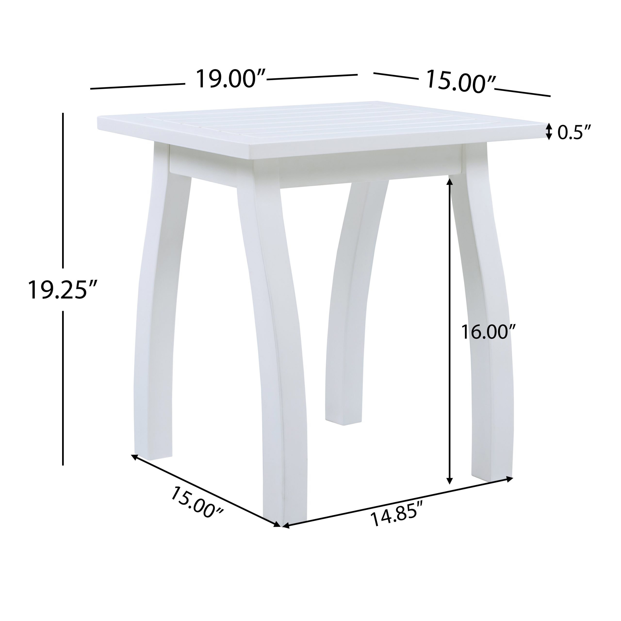 SELMA Acacia wood Accent Side Table in White PU, Weather-Resistant Rectangular End Table for Patio, Garden, Lawn, and Living Room(White PU) - Image 3