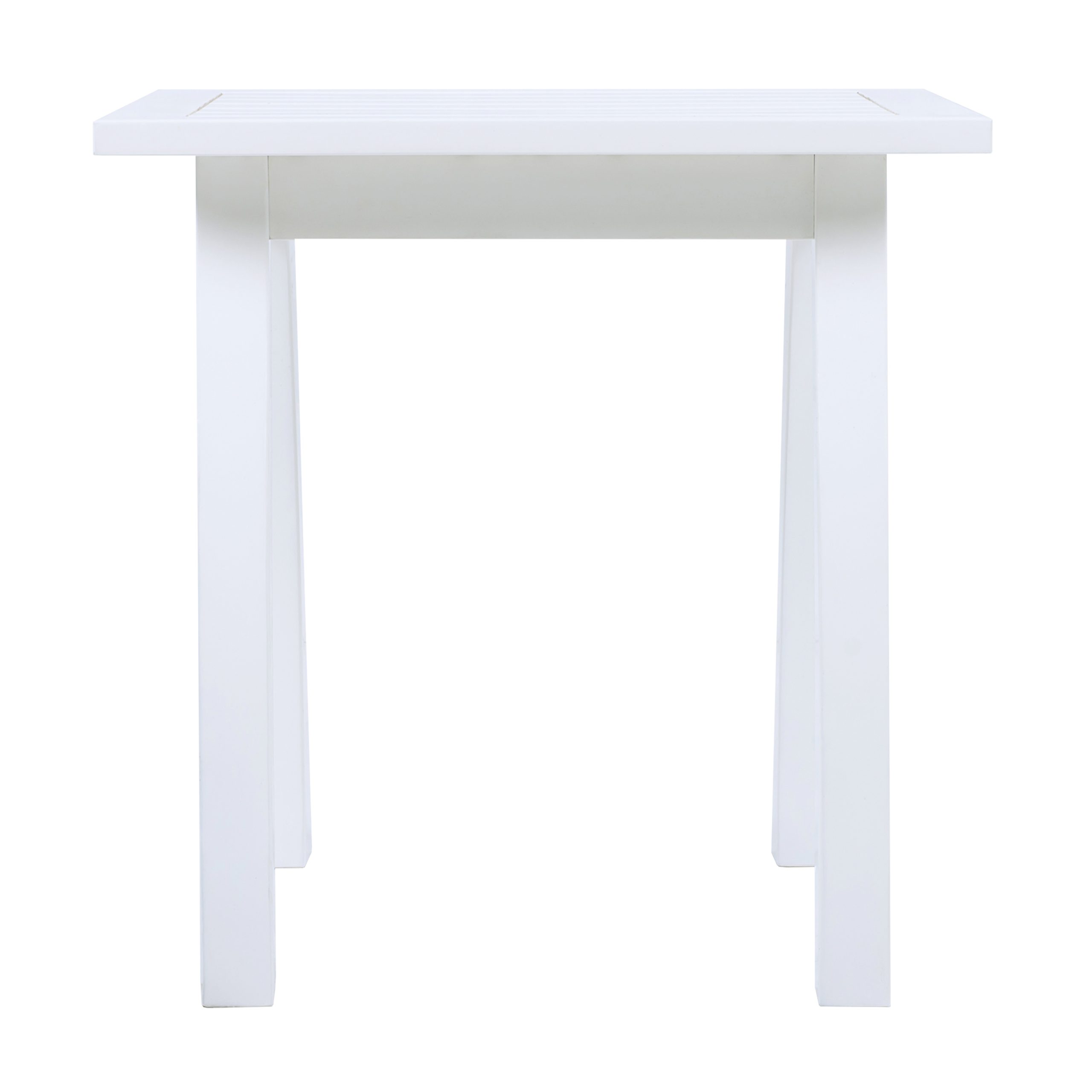 SELMA Acacia wood Accent Side Table in White PU, Weather-Resistant Rectangular End Table for Patio, Garden, Lawn, and Living Room(White PU) - Image 4