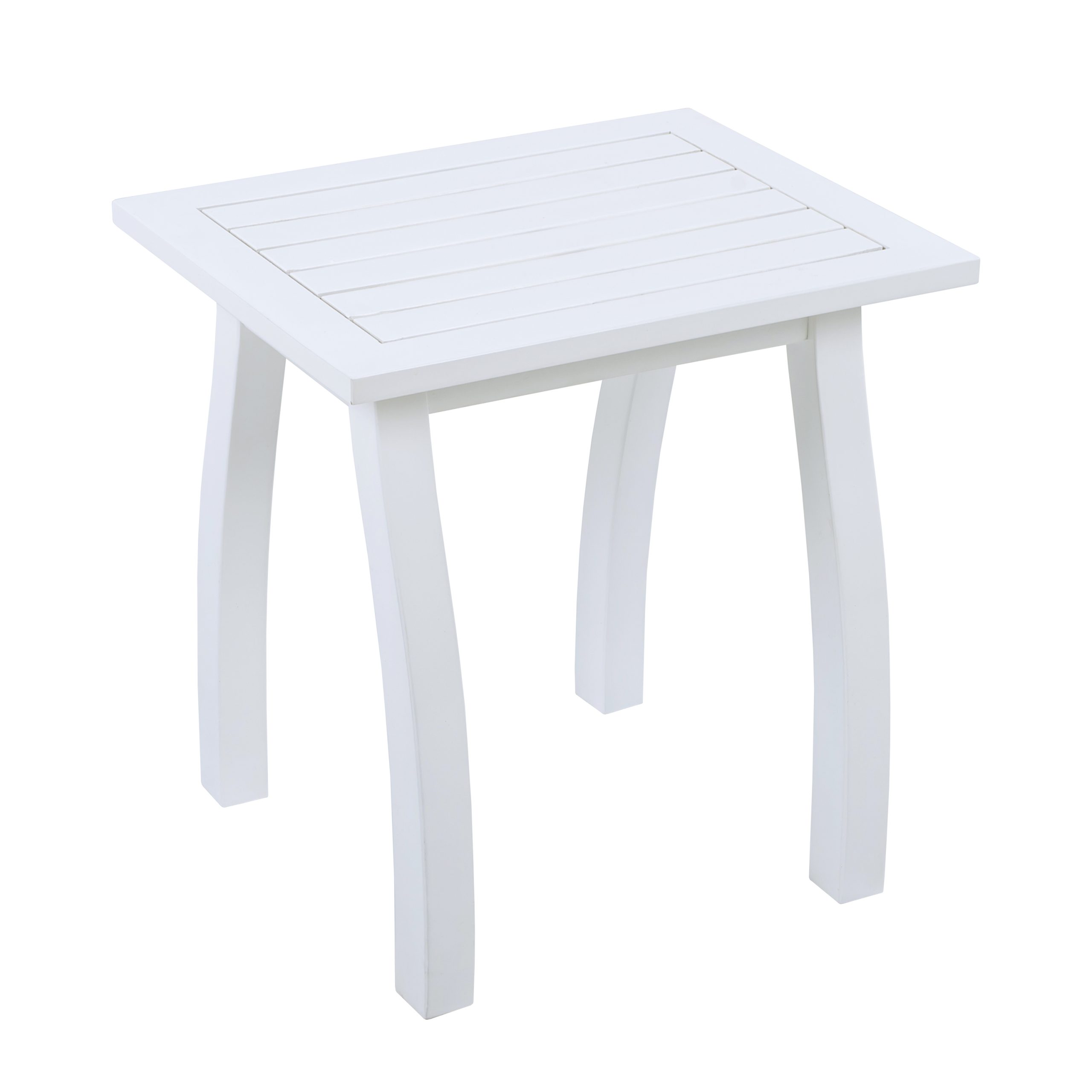 SELMA Acacia wood Accent Side Table in White PU, Weather-Resistant Rectangular End Table for Patio, Garden, Lawn, and Living Room(White PU) - Image 5