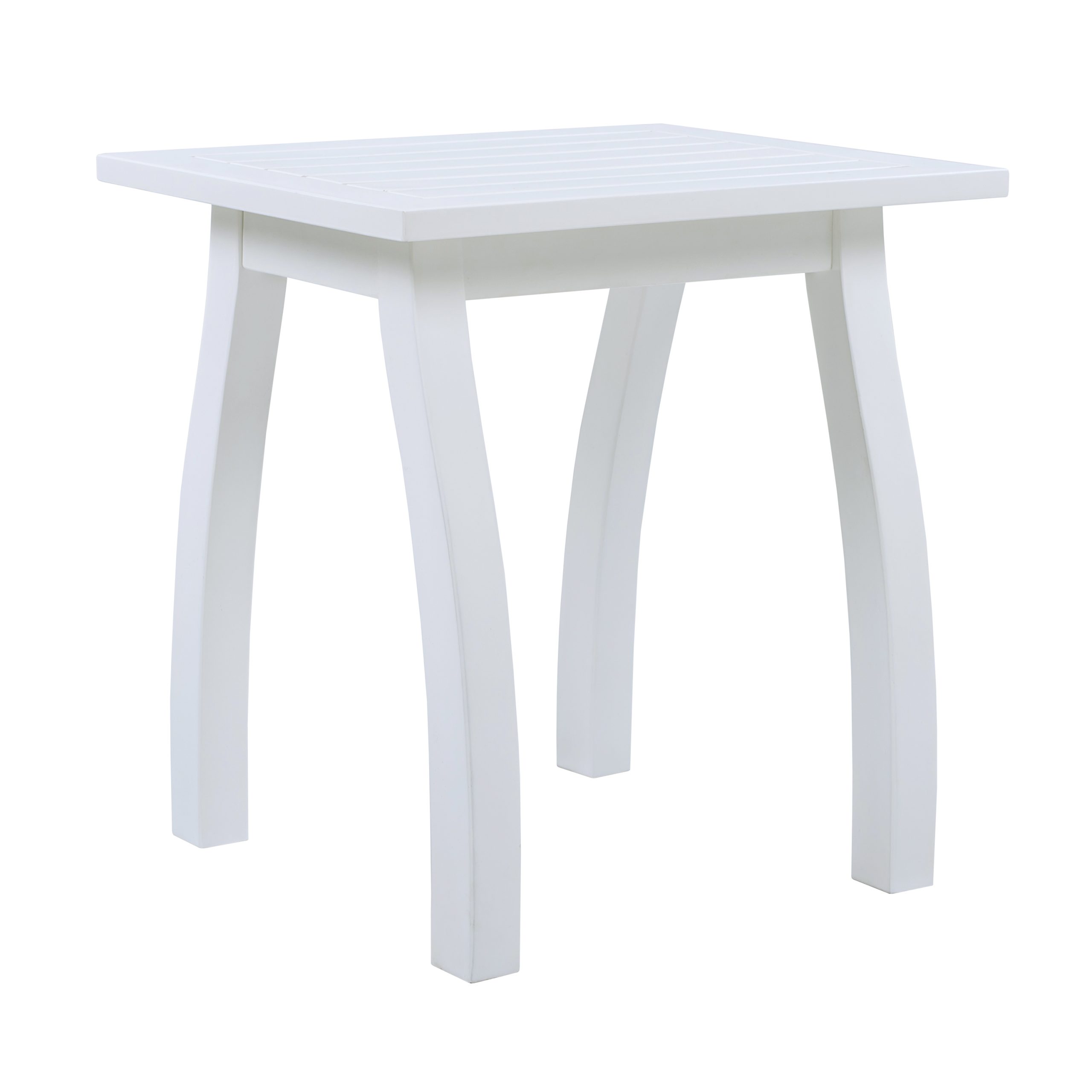 SELMA Acacia wood Accent Side Table in White PU, Weather-Resistant Rectangular End Table for Patio, Garden, Lawn, and Living Room(White PU) - Image 6