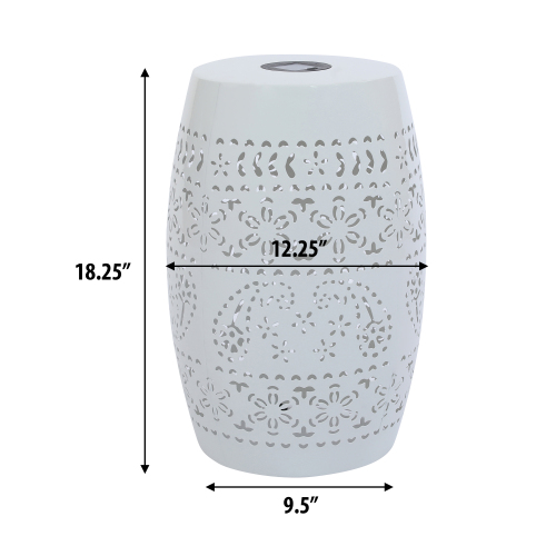 Solar Side Table with Built-in Solar Battery,Stunning Flower Pattern at Night,Eco-Friendly and Energy Efficient Outdoor Furniture Ideal,for Patios Gardens and Backyards(White) - Image 2