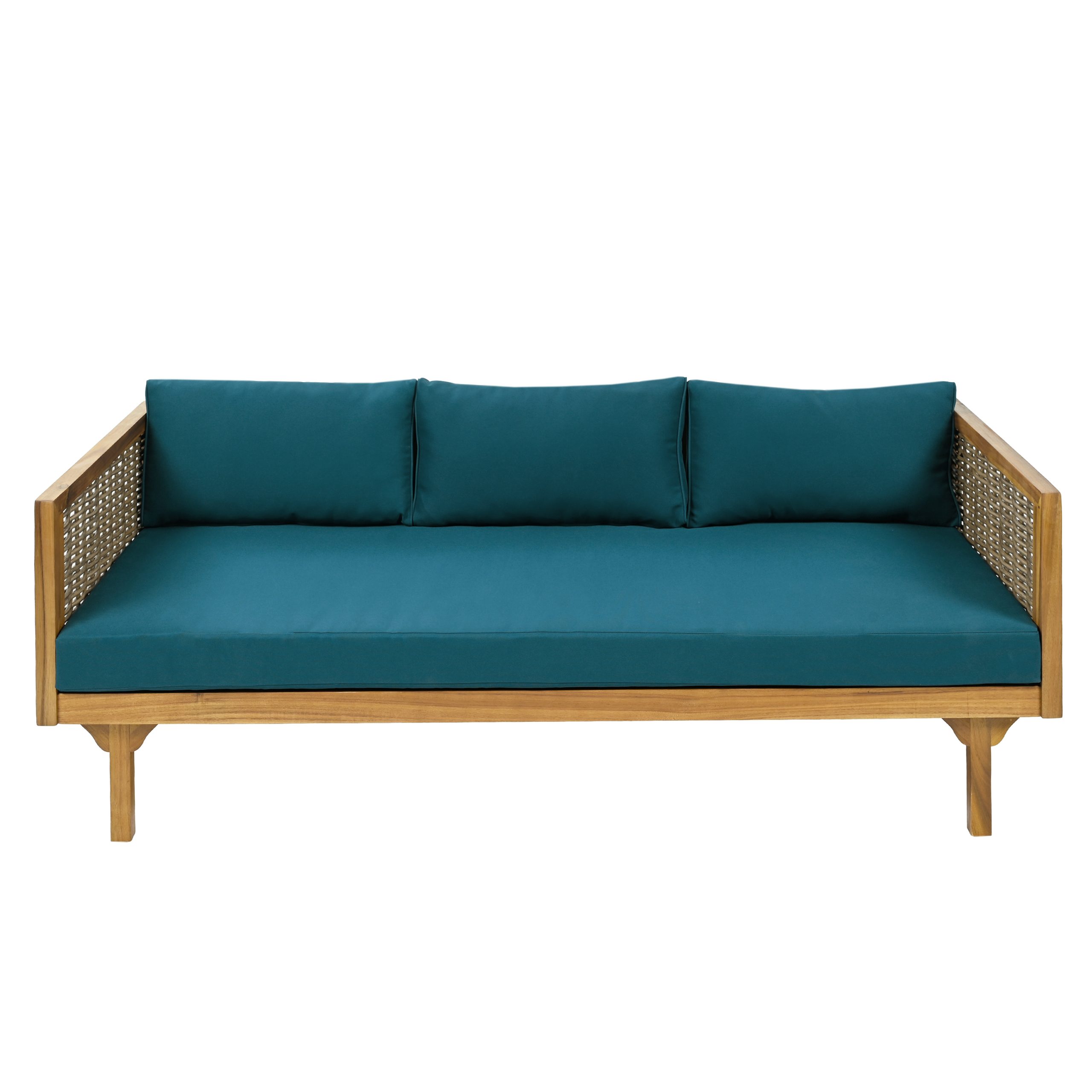 CLAREMONT 3 SEATER DAYBED WITH RATTAN ARMS (TEAK CUSHION) - Image 5