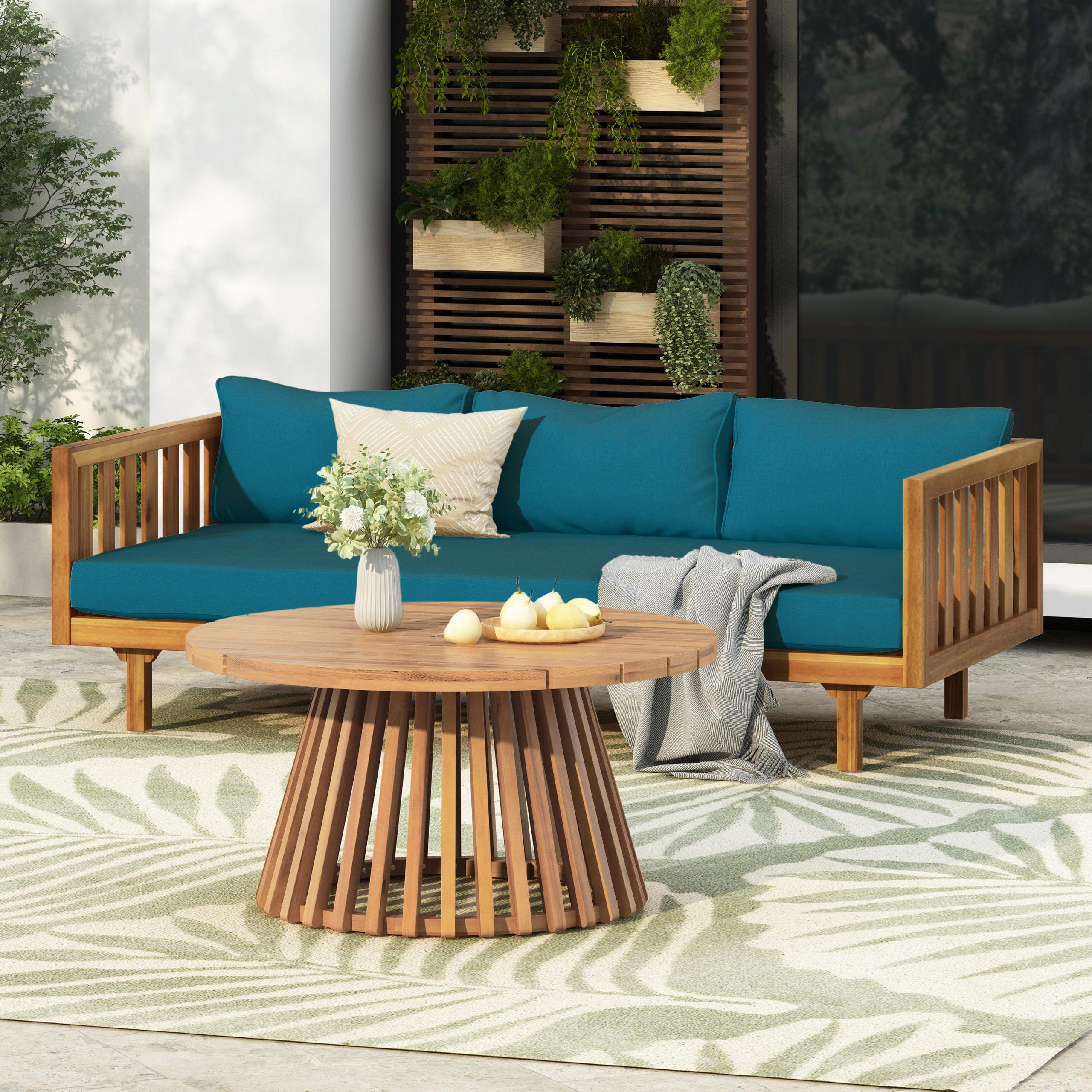 PATIO FURNITRE SETS : CLAREMONT 3 SEATER DAYBED + ACACIA WOOD TABLE - Image 2