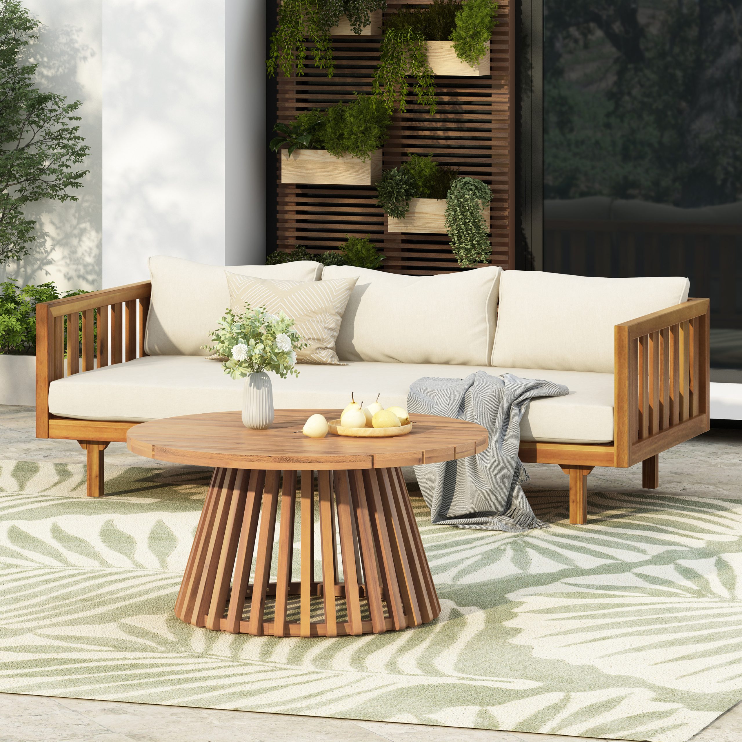 PATIO FURNITRE SETS : CLAREMONT 3 SEATER DAYBED + ACACIA WOOD TABLE - Image 2