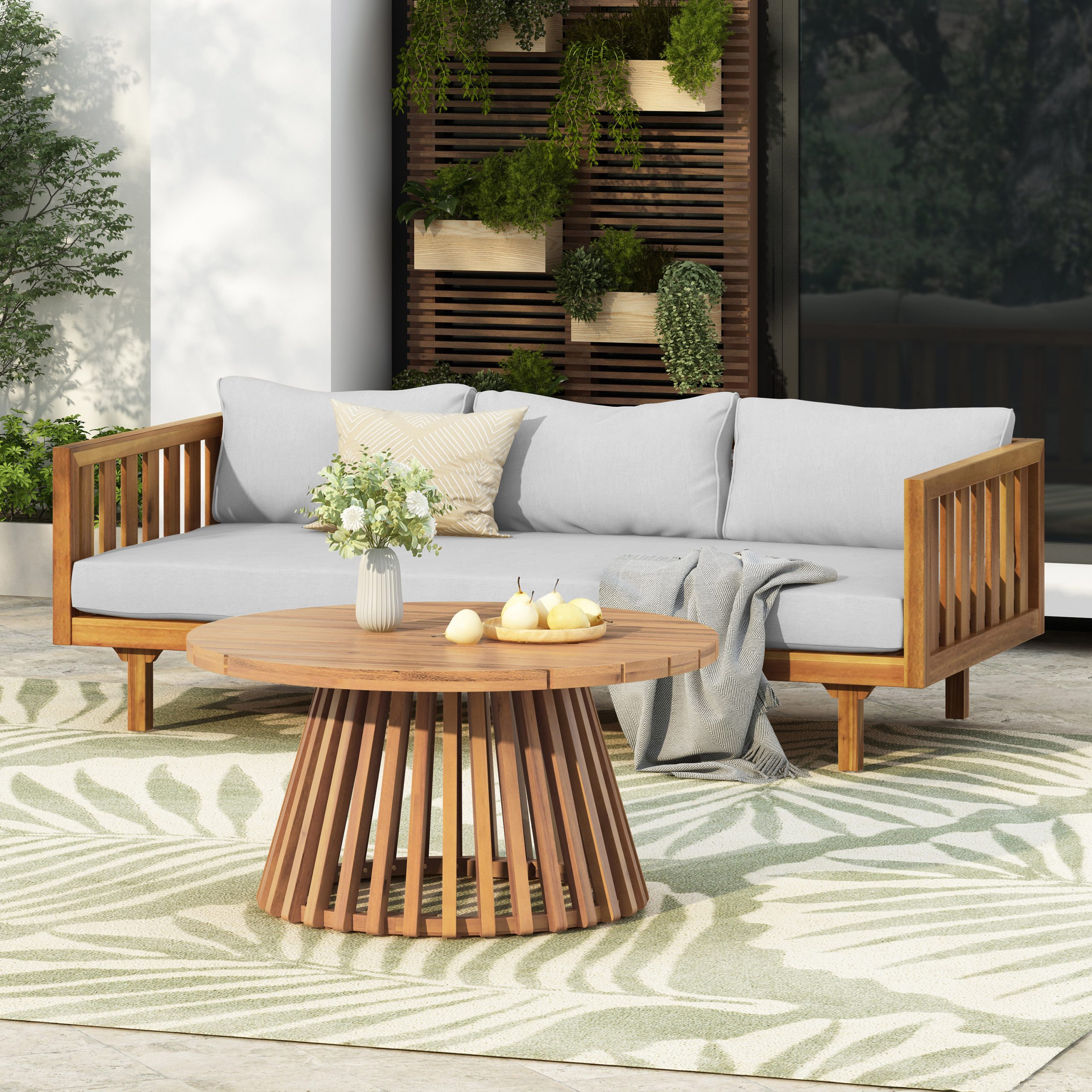 PATIO FURNITRE SETS : CLAREMONT 3 SEATER DAYBED + ACACIA WOOD TABLE - Image 2