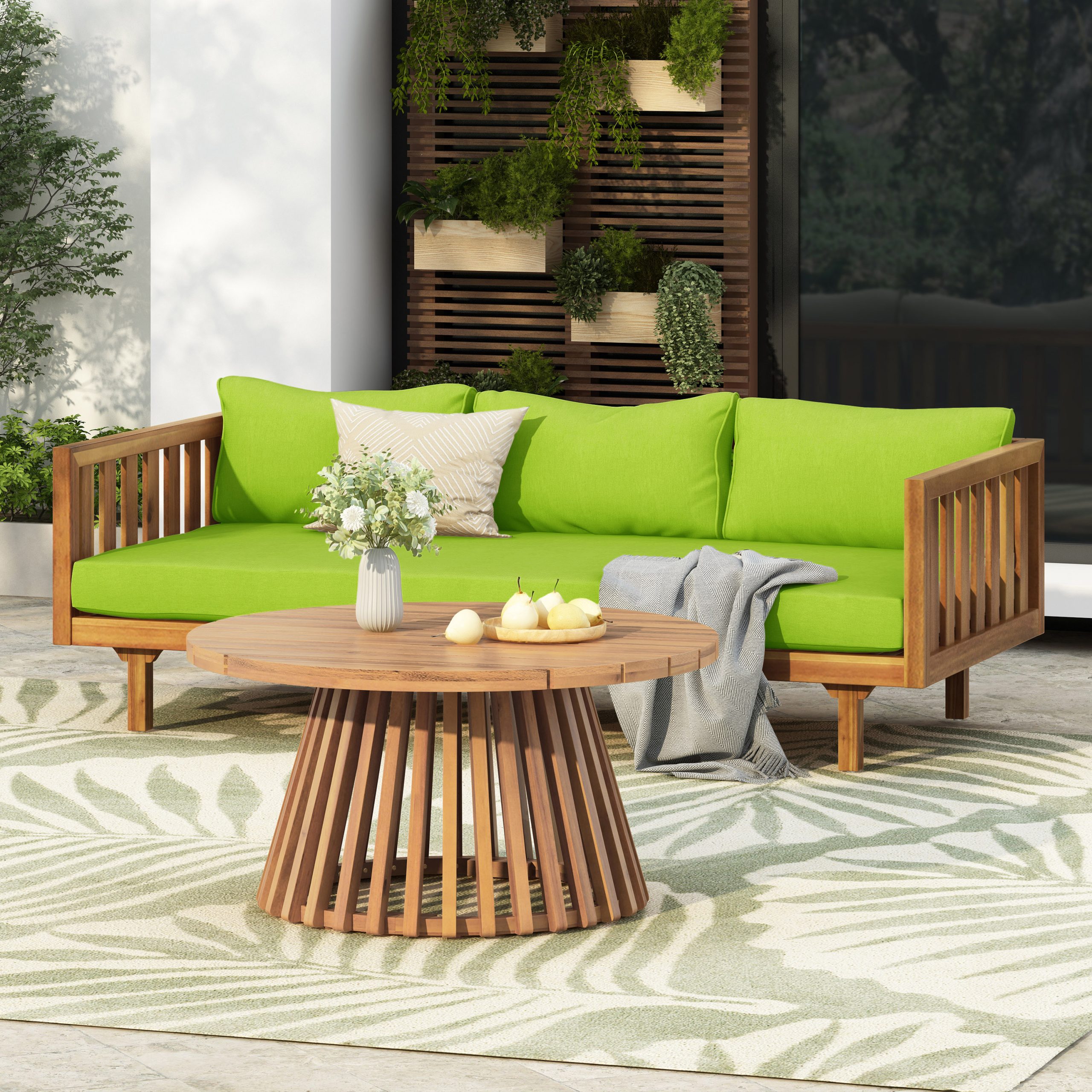 PATIO FURNITRE SETS : CLAREMONT 3 SEATER DAYBED + ACACIA WOOD TABLE - Image 2