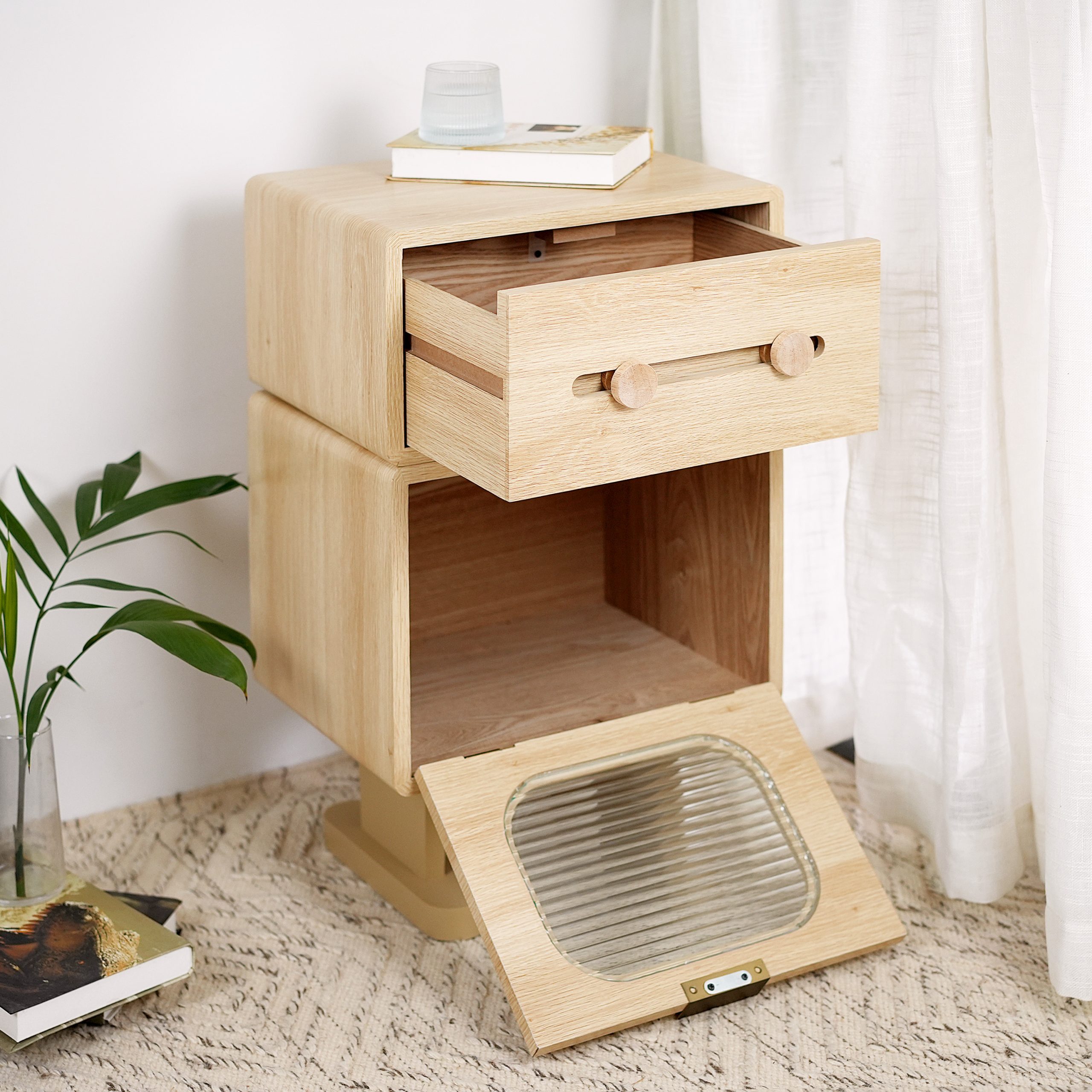 MDF CREATIVE ROTATABLE ROBOT STORAGE SIDE TABLE, NATURAL COLOR - Image 5
