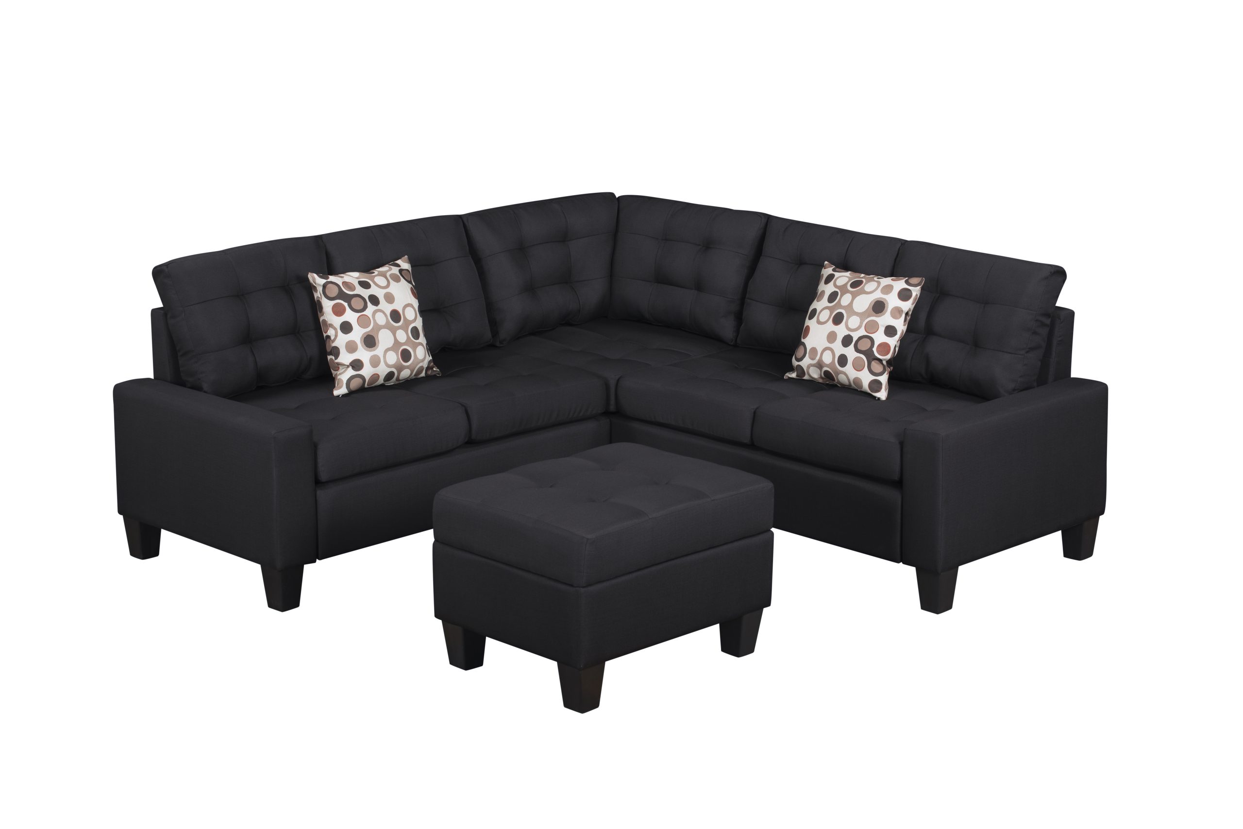 6-Piece Upholstered Sectional ,Black - Image 3