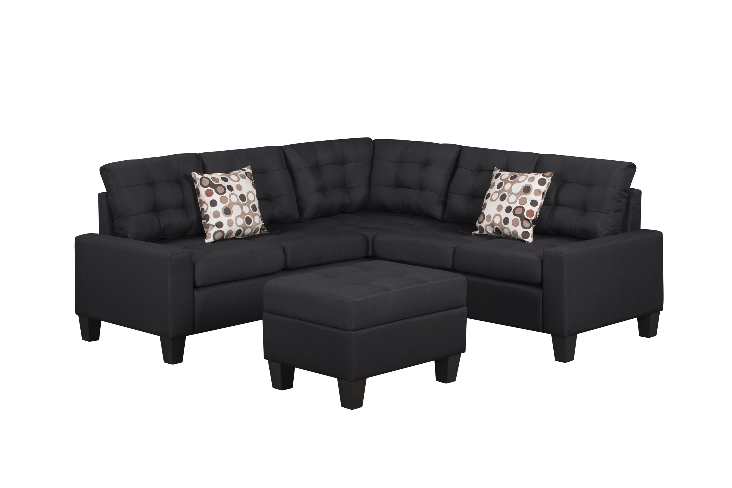 6-Piece Upholstered Sectional ,Black - Image 4