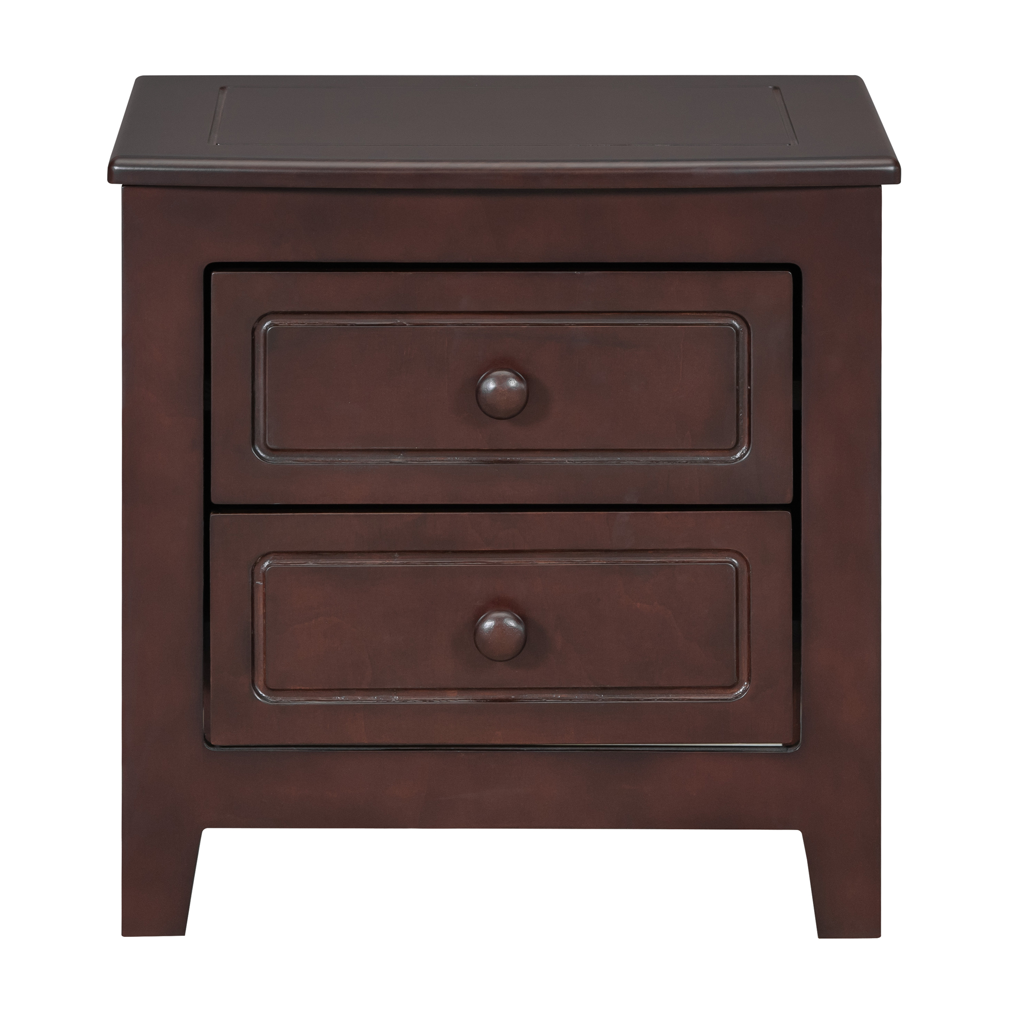 2-Drawer Nightstand for Bedroom, Mid Century Retro Bedside Table with Classic Design,Dark Walnut - Image 3