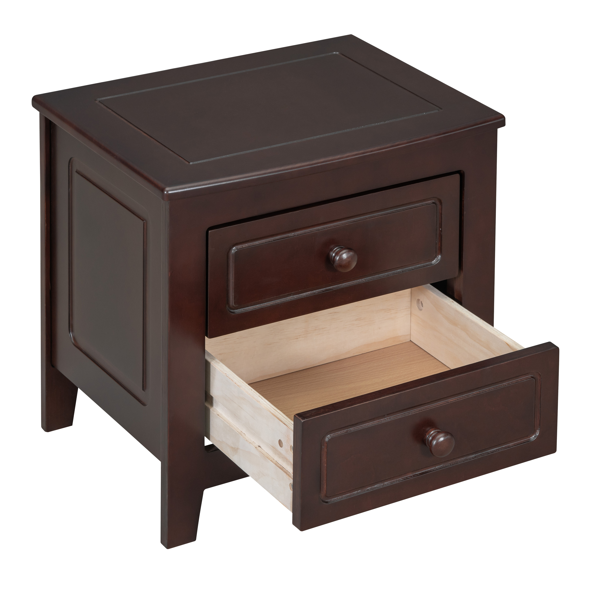 2-Drawer Nightstand for Bedroom, Mid Century Retro Bedside Table with Classic Design,Dark Walnut - Image 6