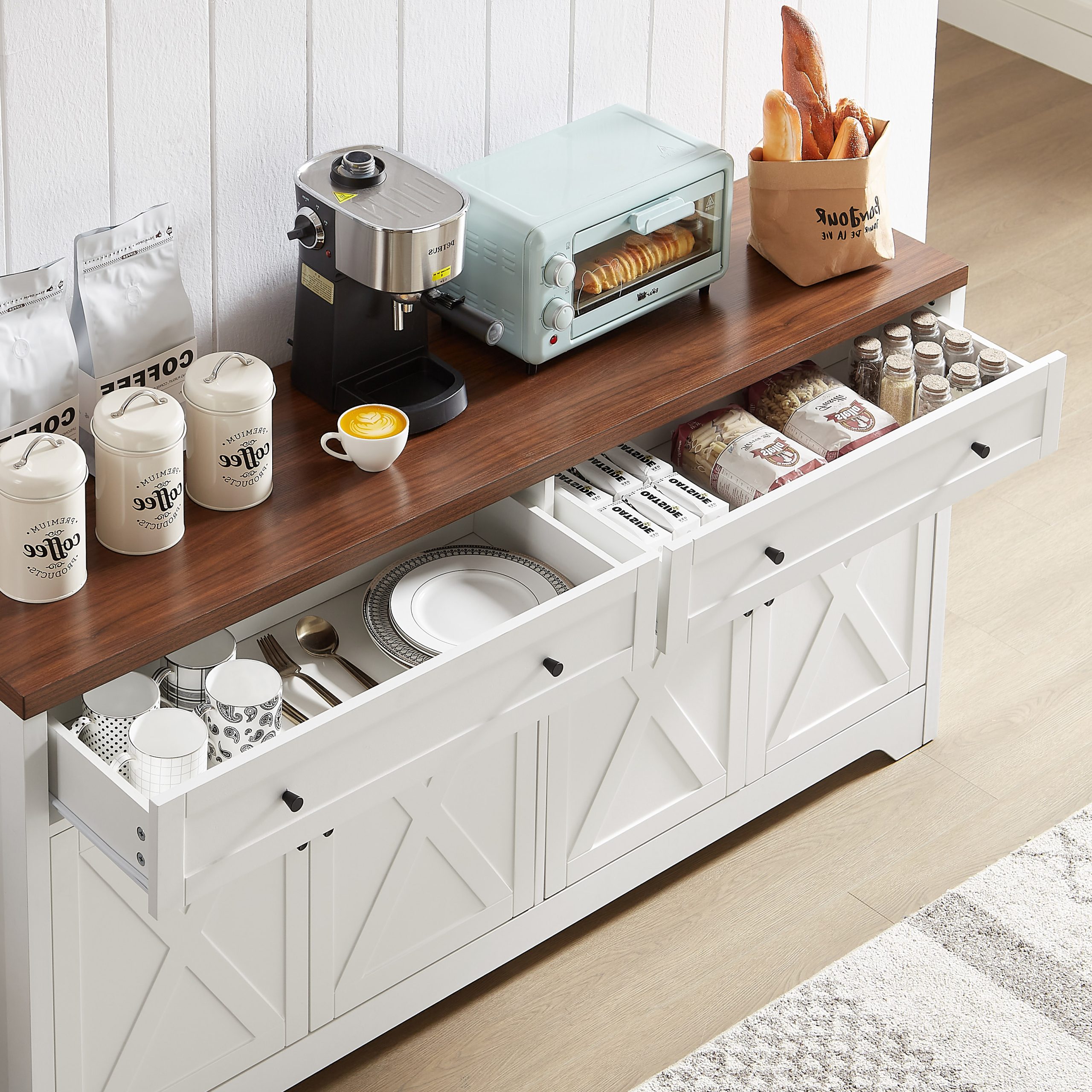61 inch TV stand for living room, multifunctional combination TV stand, large capacity storage cabinet, can be used in living room, bedroom, office area,61.3''L x 15''W x 29.8''H - Image 4