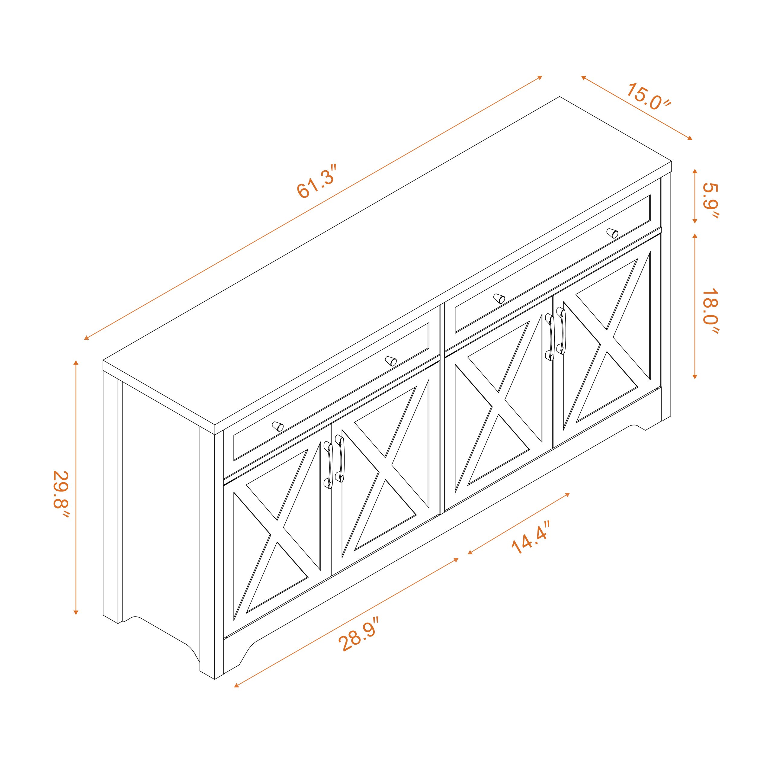 61 inch TV stand for living room, multifunctional combination TV stand, large capacity storage cabinet, can be used in living room, bedroom, office area,61.3''L x 15''W x 29.8''H - Image 6