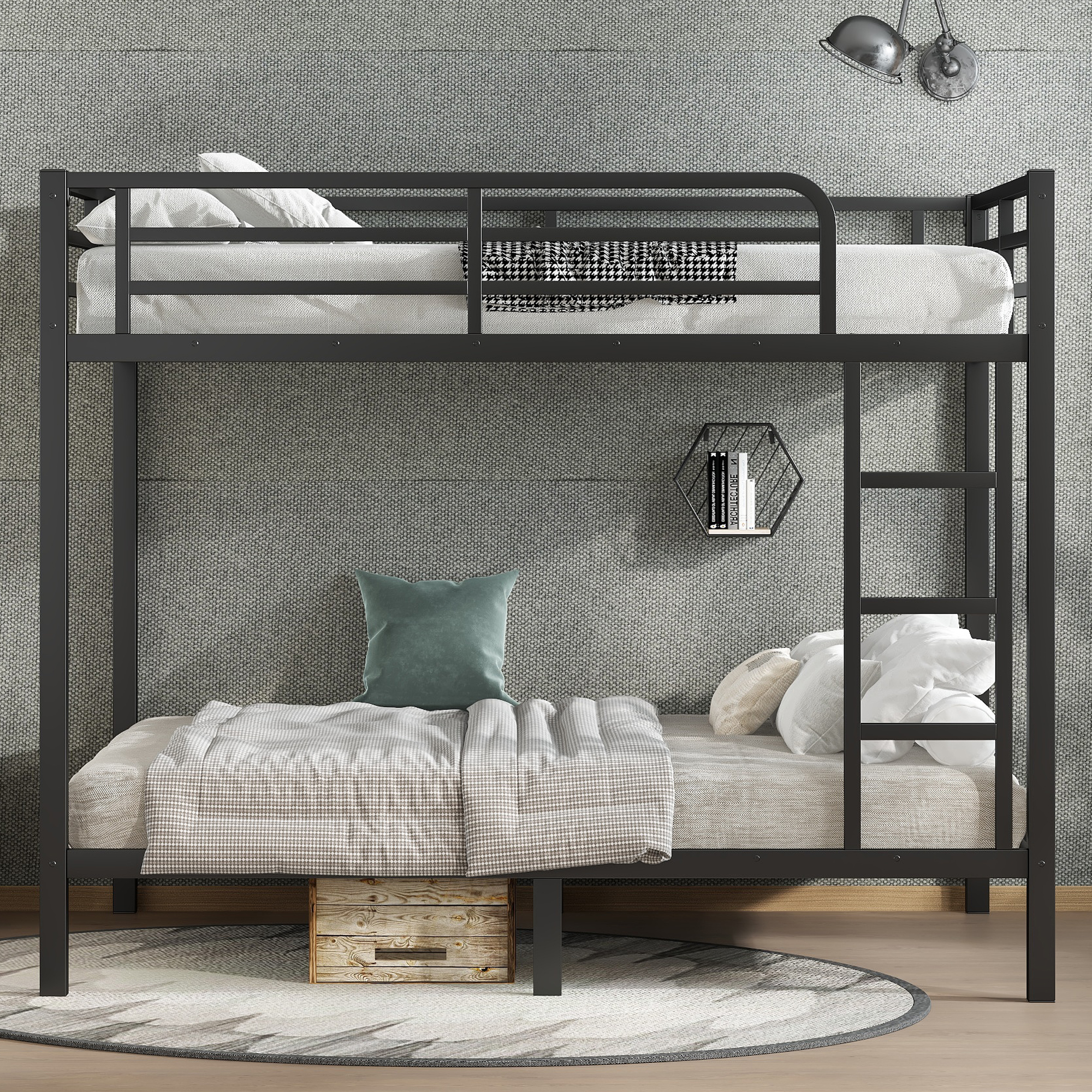 Metal Full over Full Bunk Bed for Teens and Adults,Space-Saving/Noise Reduced/No Box Spring Needed, Black - Image 2