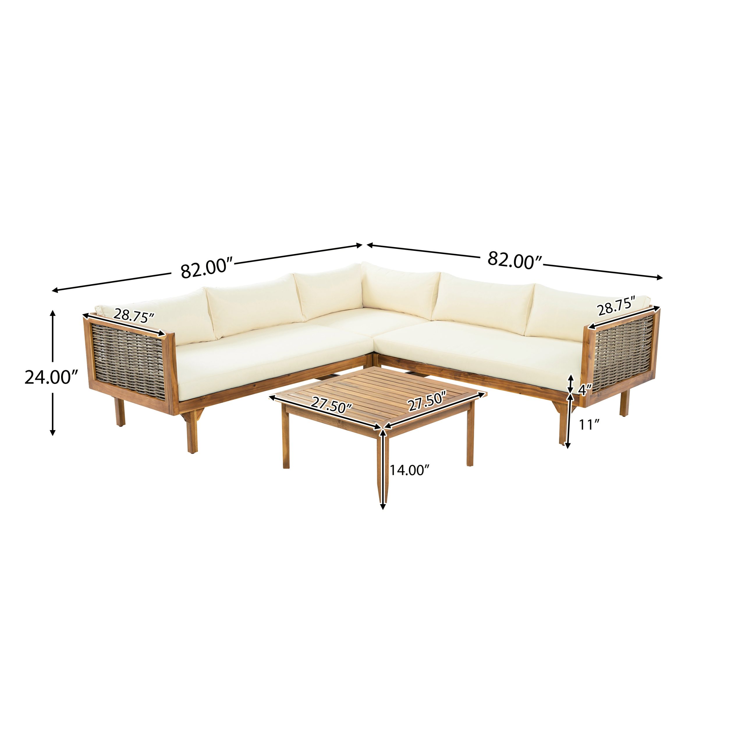 SECTIONAL SEATING GROUP WITH WATERPROOF CUSHIONS - PREMIUM OUTDOOR SOFA SET(BEIGE CUSHION) - Image 4
