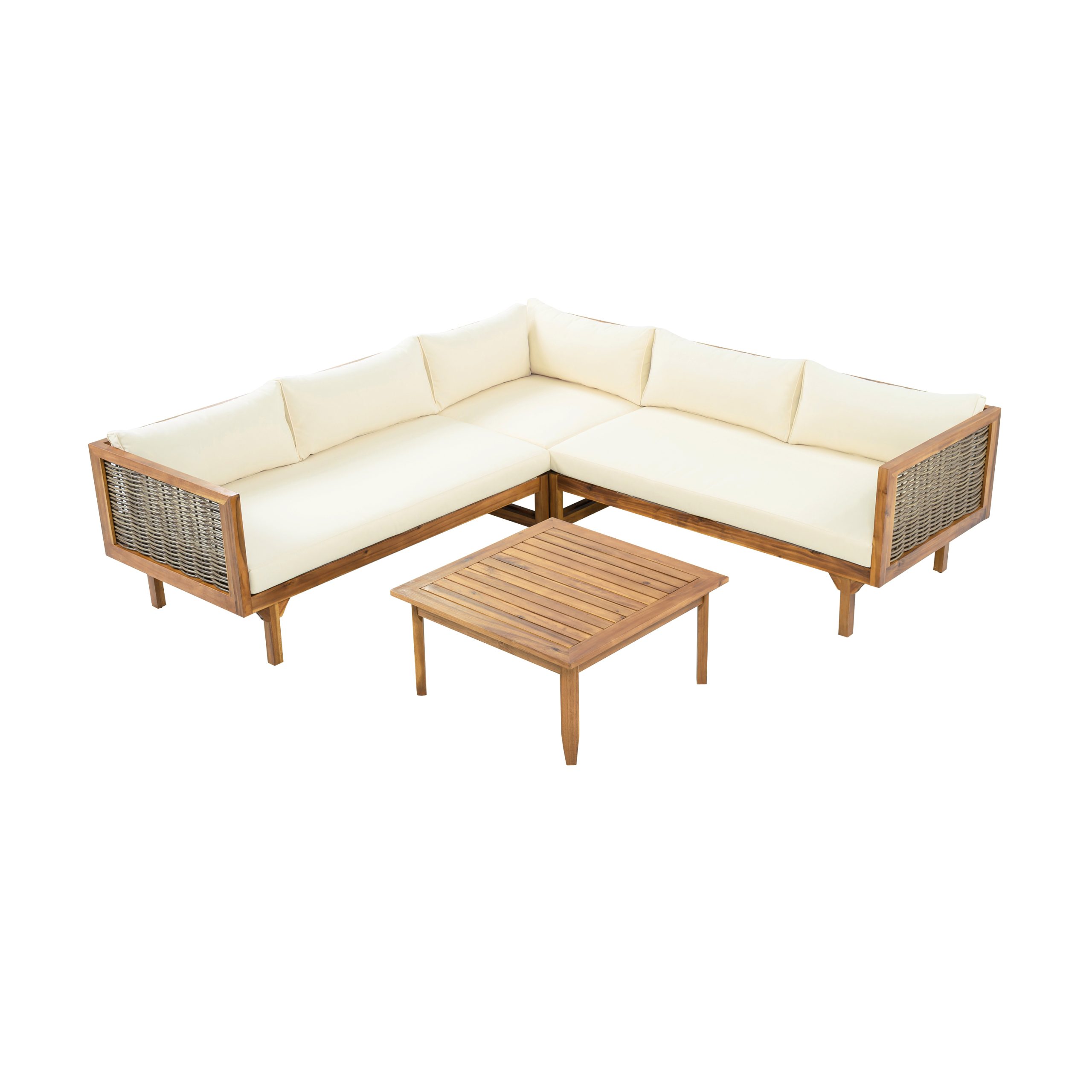 SECTIONAL SEATING GROUP WITH WATERPROOF CUSHIONS - PREMIUM OUTDOOR SOFA SET(BEIGE CUSHION) - Image 5