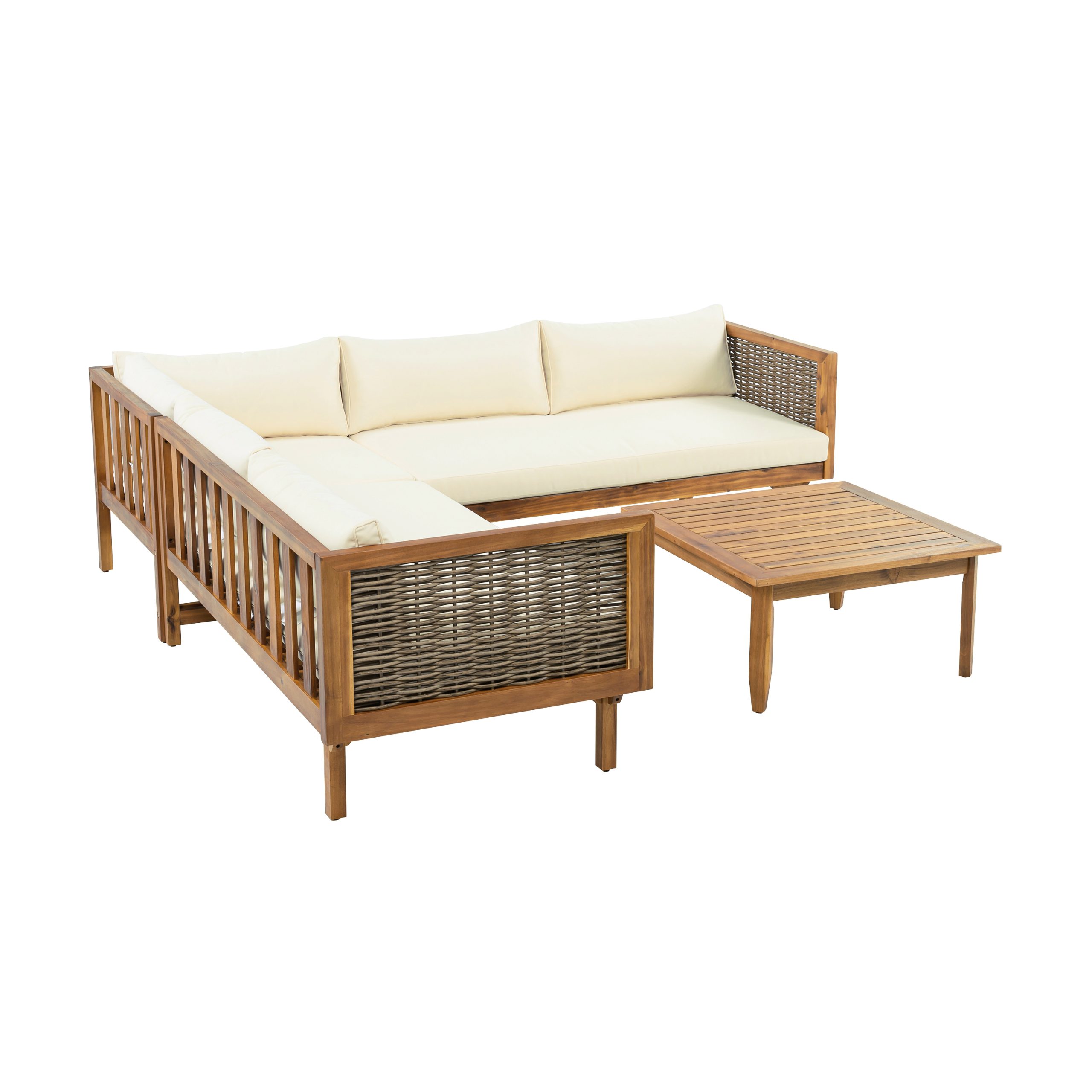 SECTIONAL SEATING GROUP WITH WATERPROOF CUSHIONS - PREMIUM OUTDOOR SOFA SET(BEIGE CUSHION) - Image 6
