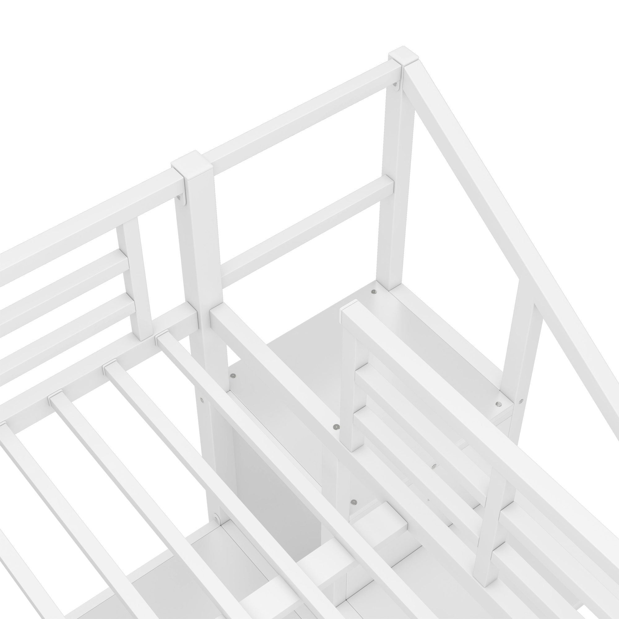 Twin XL Size Loft Bed with L-shaped Desk and USB, Metal Loft Bed with Wardrobe and Adjustable Shelf, High Loft Bed with LED for Kids Teens Adults, White - Image 6