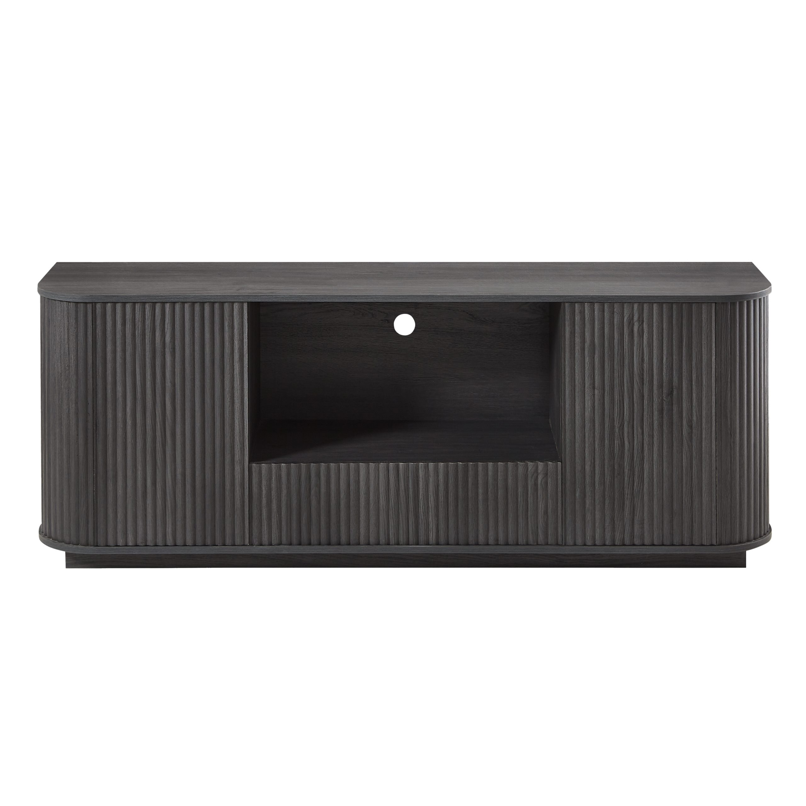 64-Inch Wavy TV Stand, Rounded Sideboard, Storage Cabinet, Wooden Vertical Stripe Cabinet for Living Room/Bedroom/Entryway. Black,64''W x 15''D x 24''H. - Image 6