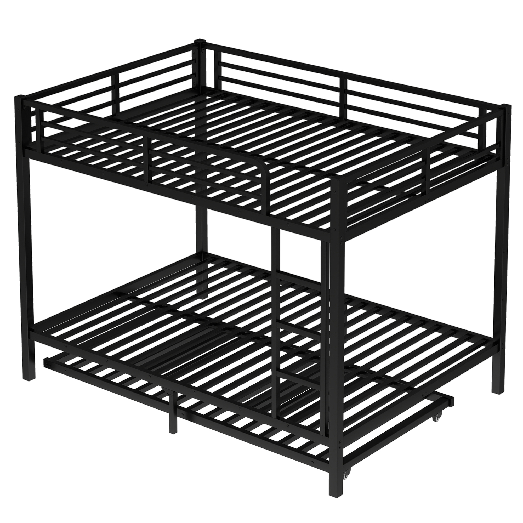 Full over Full Metal Bunk Bed with Twin Size Trundle, Black - Image 6