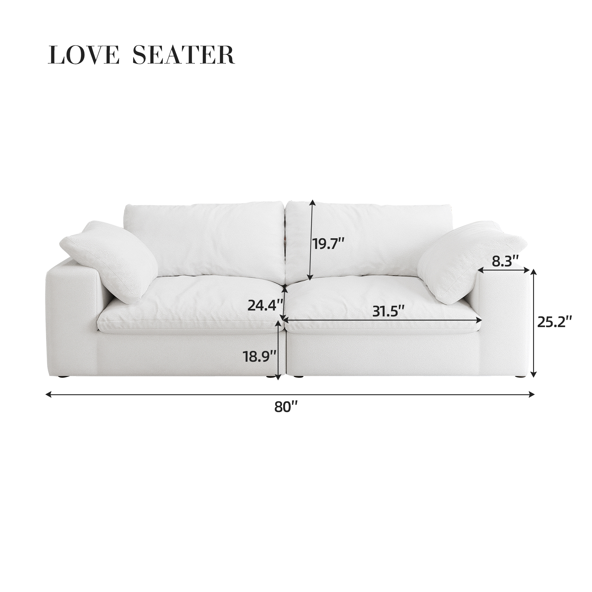 Modular Sectional Couch 80" Down Filled Modular Sectional Sofas for Living Room,Cushion Covers Removable loveseater 2seaters - Image 2