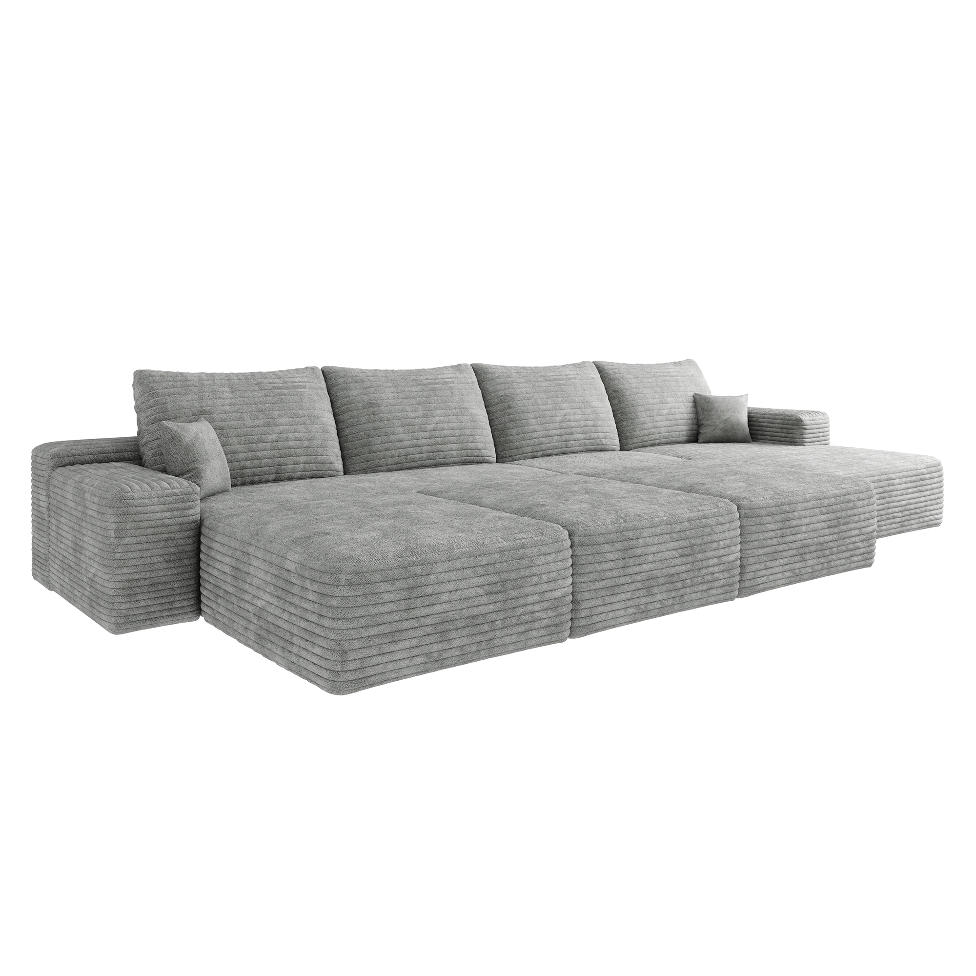 135"Large size modular cloud sofa 6 seats down sofa bed apartment living room sofa ,No Assembly Required,Grey(Plush Corduroy Fabric) - Image 4