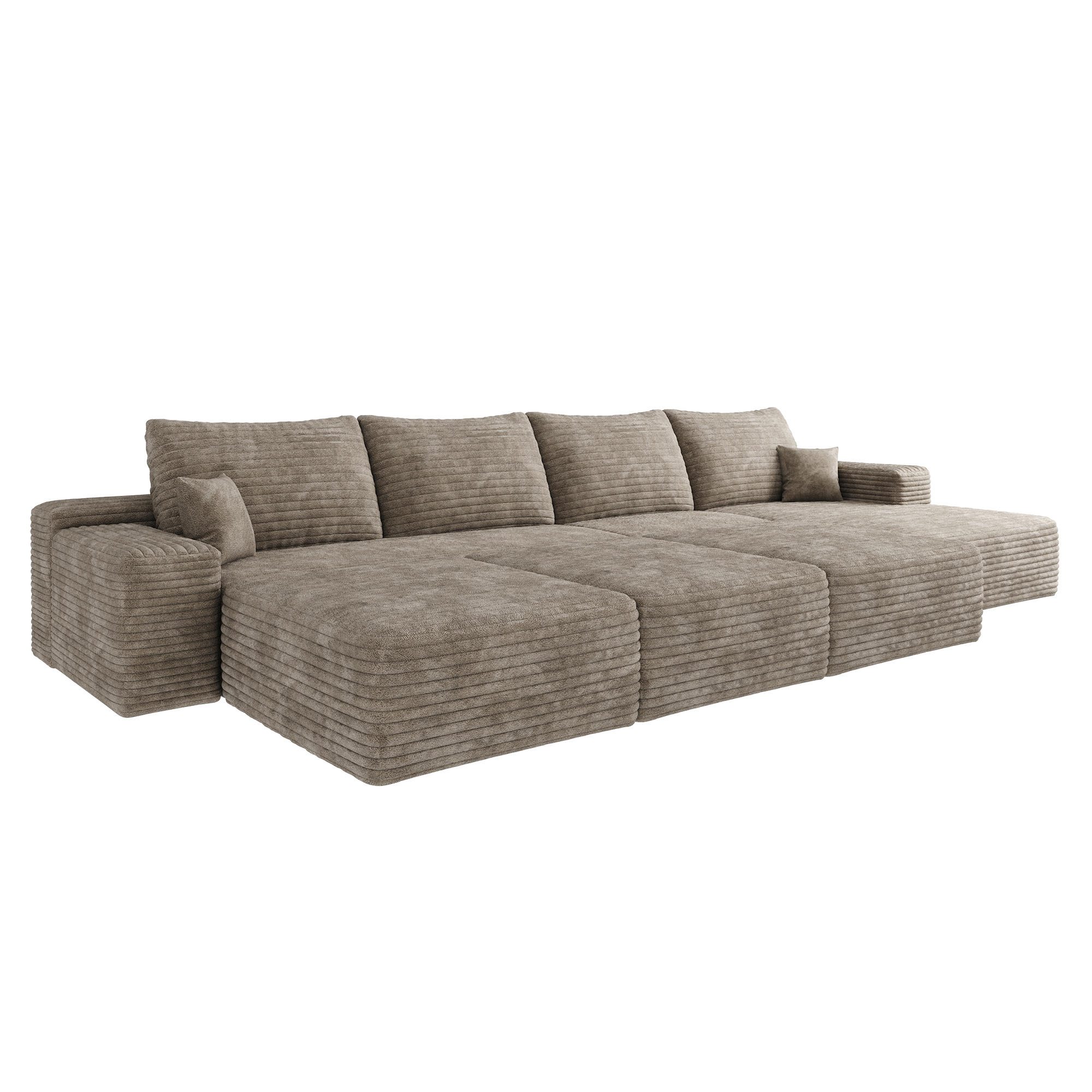 135"Large size modular cloud sofa 6 seats down sofa bed apartment living room sofa ,No Assembly Required,Camel(Plush Corduroy Fabric) - Image 6