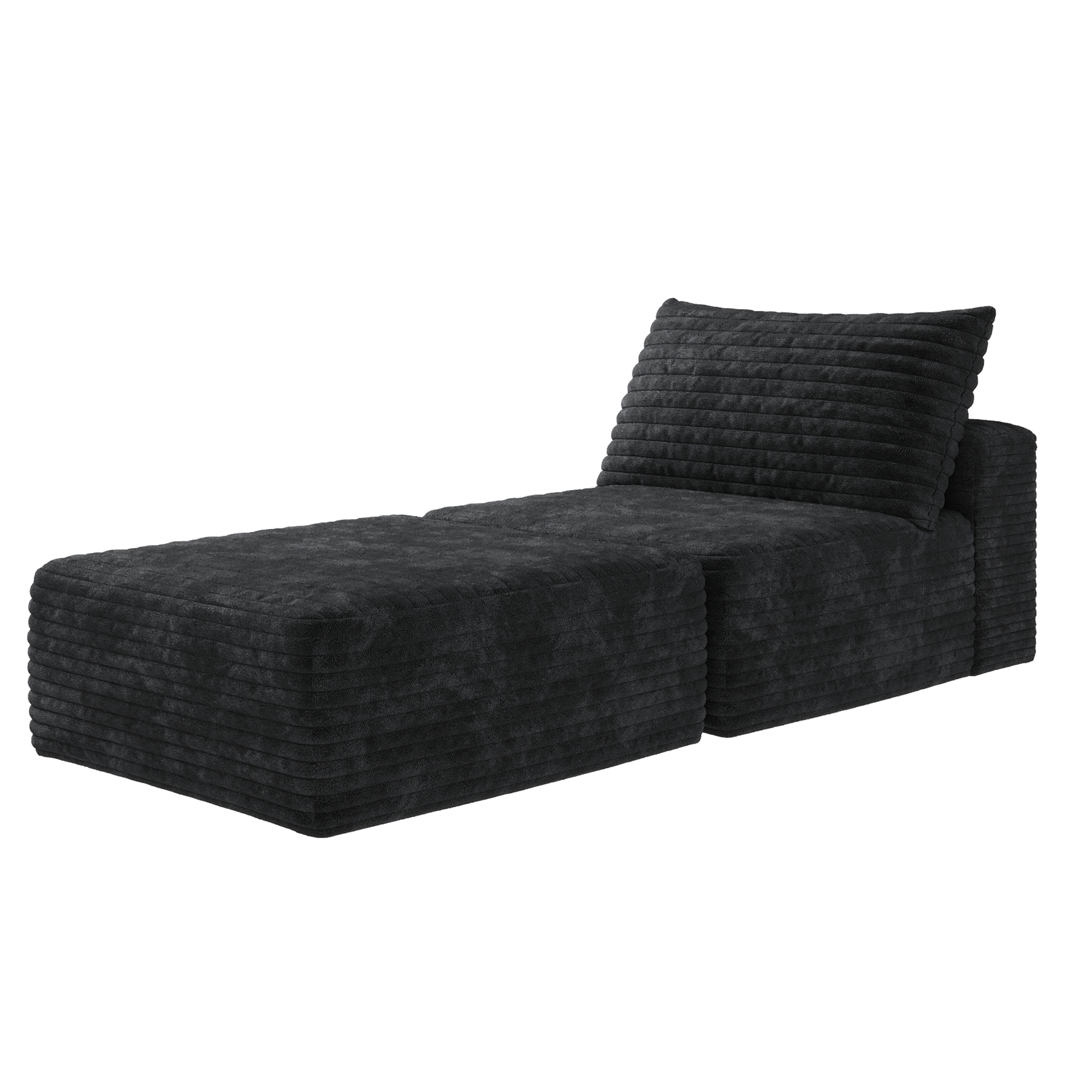 66.9"Sofa Bed, Convertible Sleeper Chair with Pillow,Back Support, Bed Comfy Floor Sofa Lounge for Living Room Bedroom, Single sofa,Black(Plush Corduroy Fabric) - Image 6
