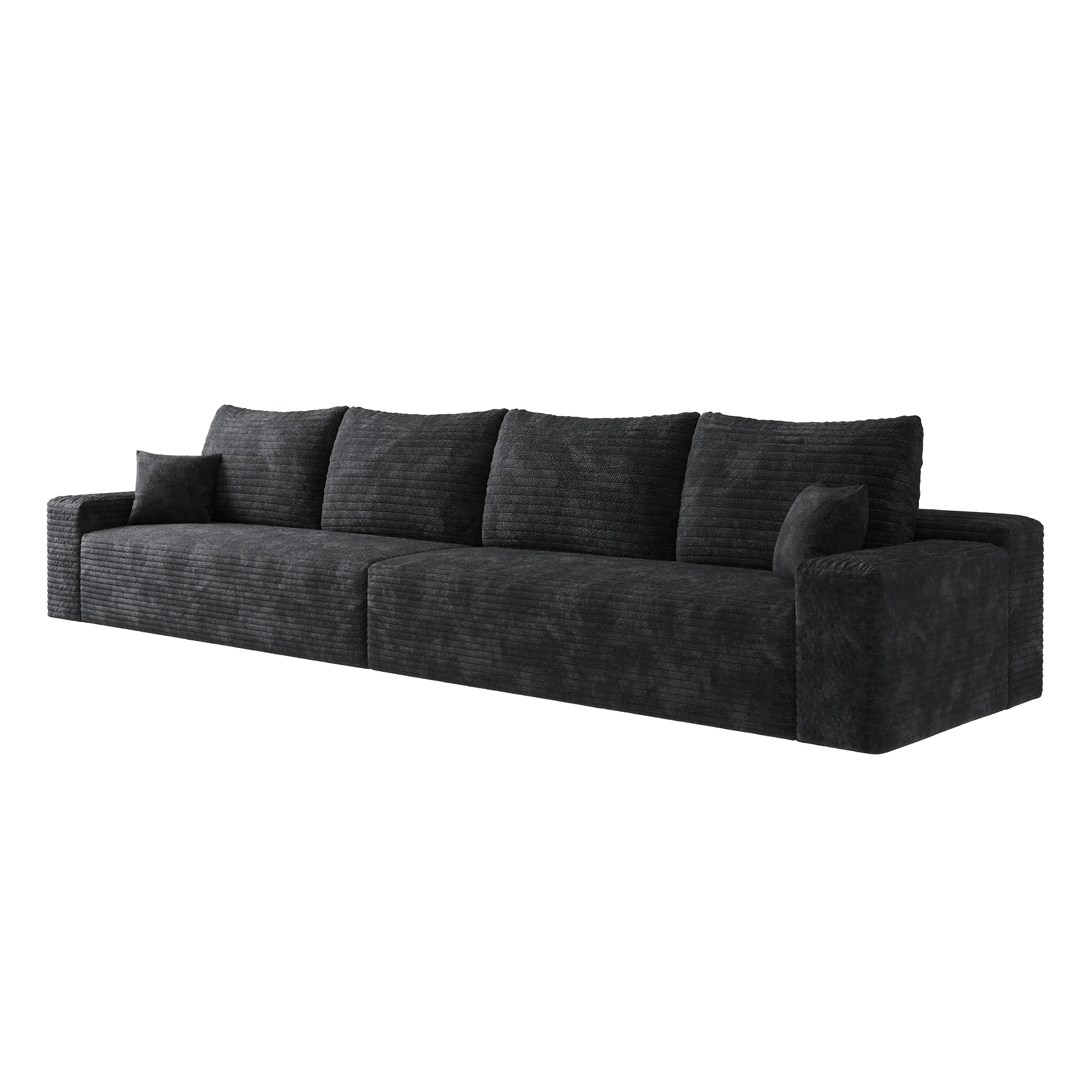 140" Cloud Sectional Couch,Modern Modular Sofa with Deep Seat, Upholstered Couches for Living Room Bedroom,No Assembly Required,Black (Plush Corduroy Fabric) - Image 6