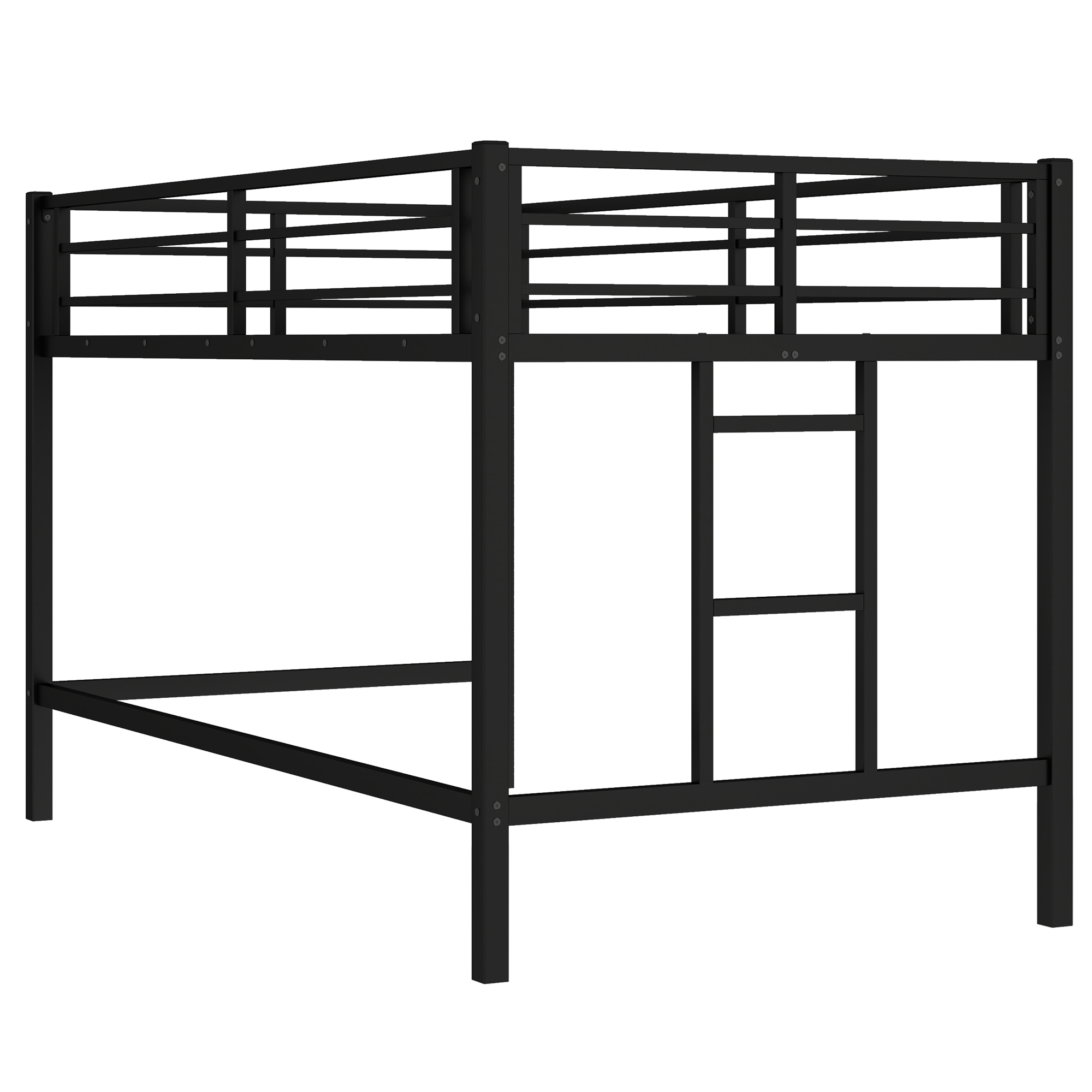 Twin Size Metal Loft Bed, Loft Bed with Easy Climbing Ladder and Guardrails for Kids, Black - Image 5