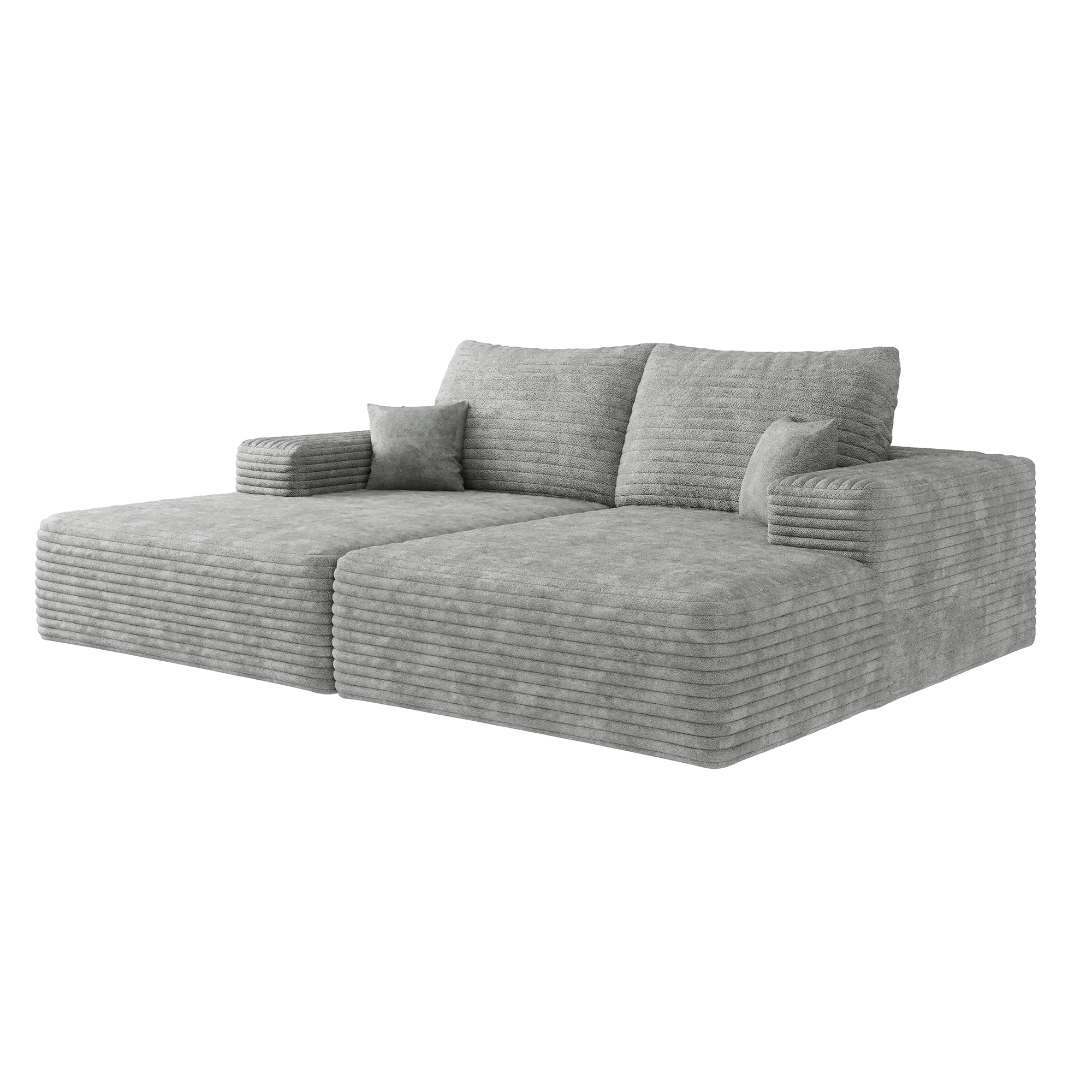 74.8" Modern Sofa bed With Dual sleeper, lounger for moviebonus room,No Assembly Required,Grey (Plush Corduroy Fabric) - Image 6