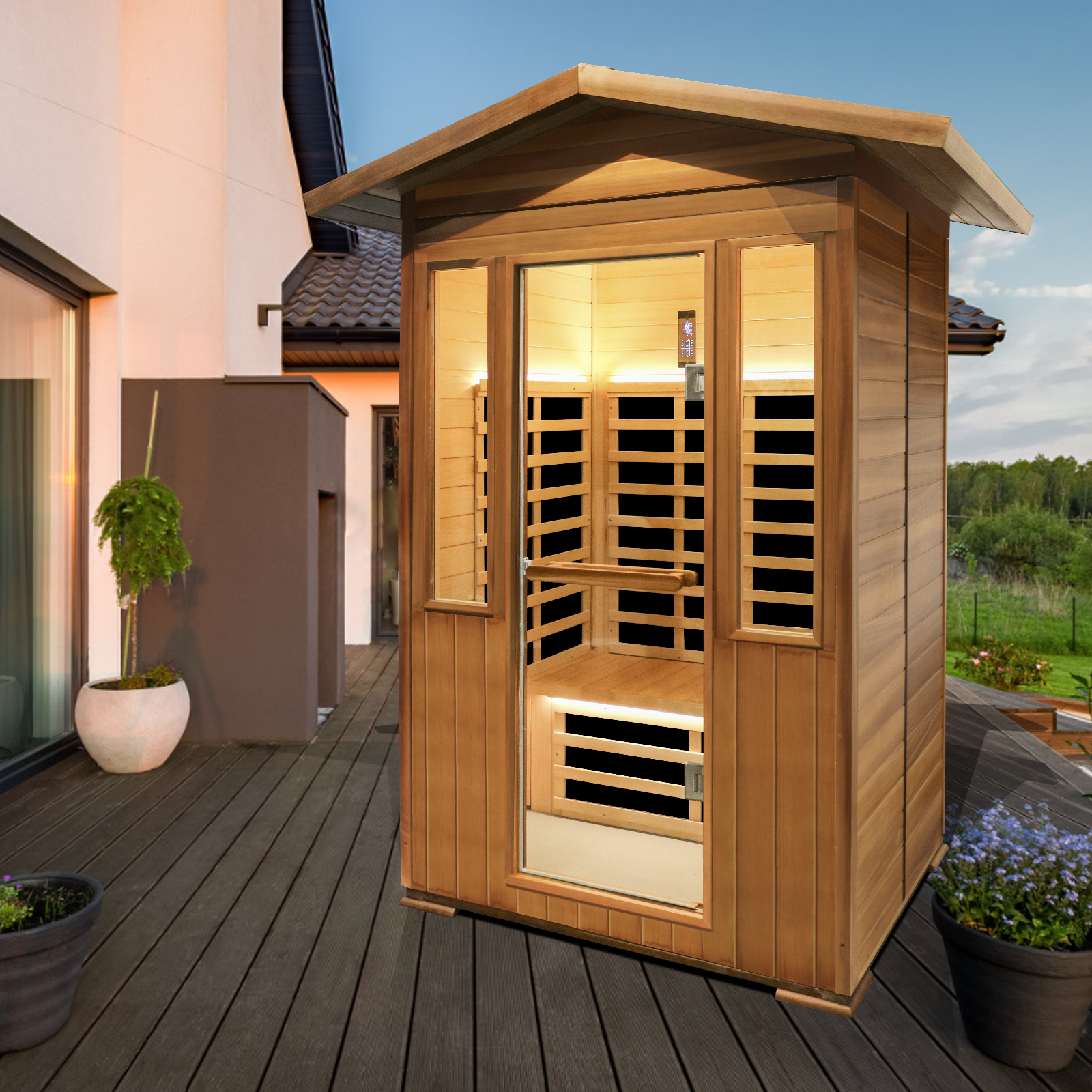 Outdoor Double Red Cedar Far Infrared Sauna Room - Image 6