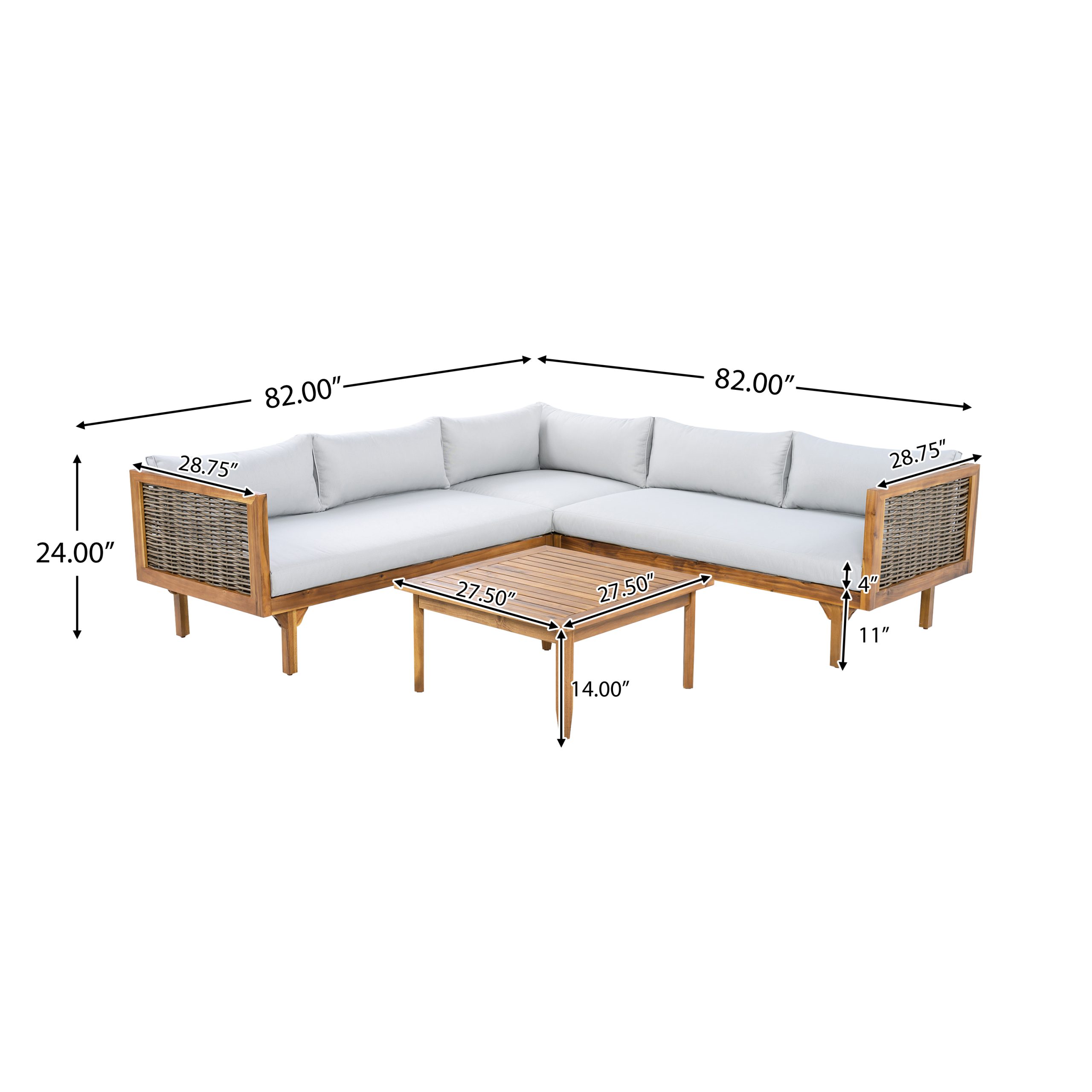 SECTIONAL SEATING GROUP WITH WATERPROOF CUSHIONS - PREMIUM OUTDOOR SOFA SET(LIGHT GRAY CUSHION) - Image 4