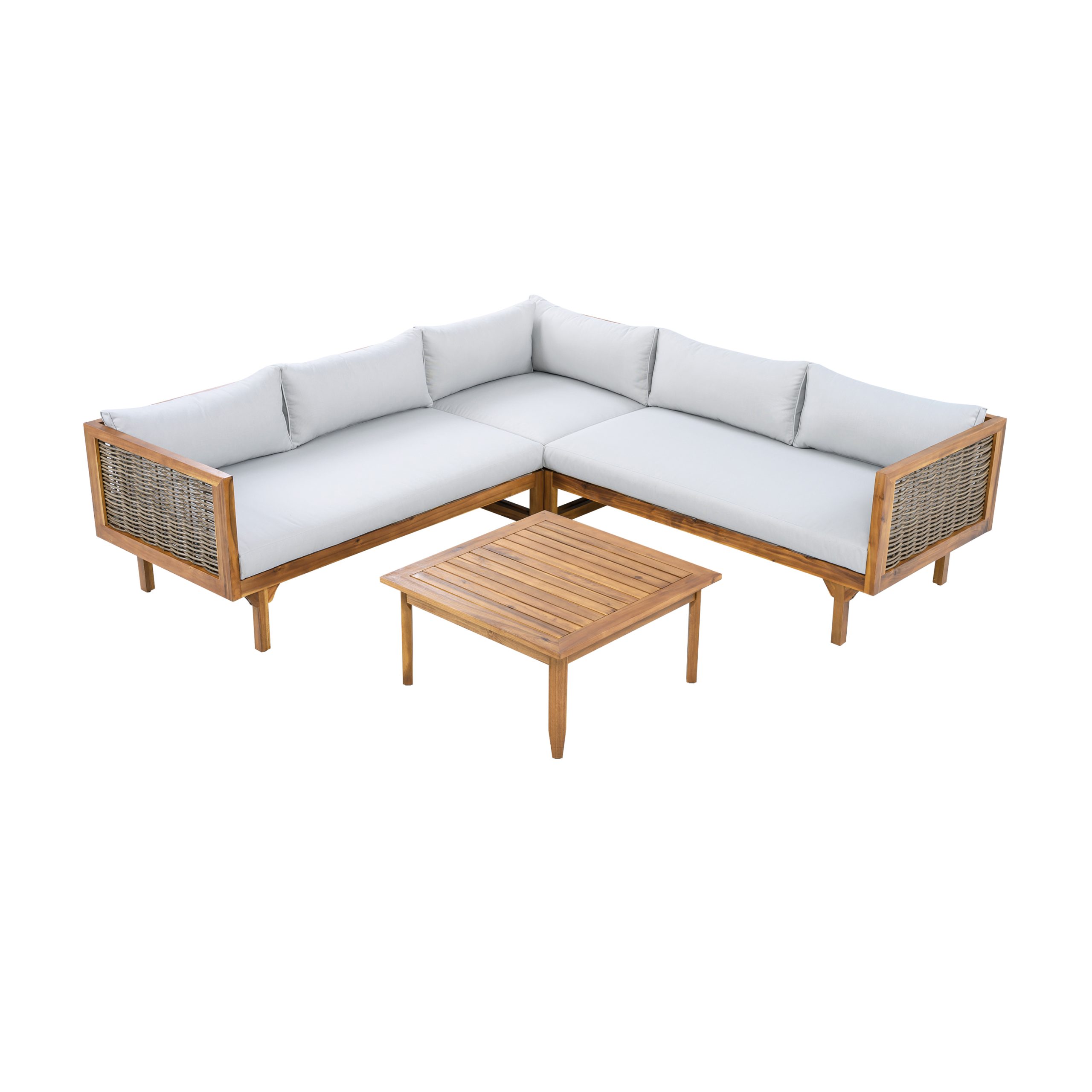 SECTIONAL SEATING GROUP WITH WATERPROOF CUSHIONS - PREMIUM OUTDOOR SOFA SET(LIGHT GRAY CUSHION) - Image 5