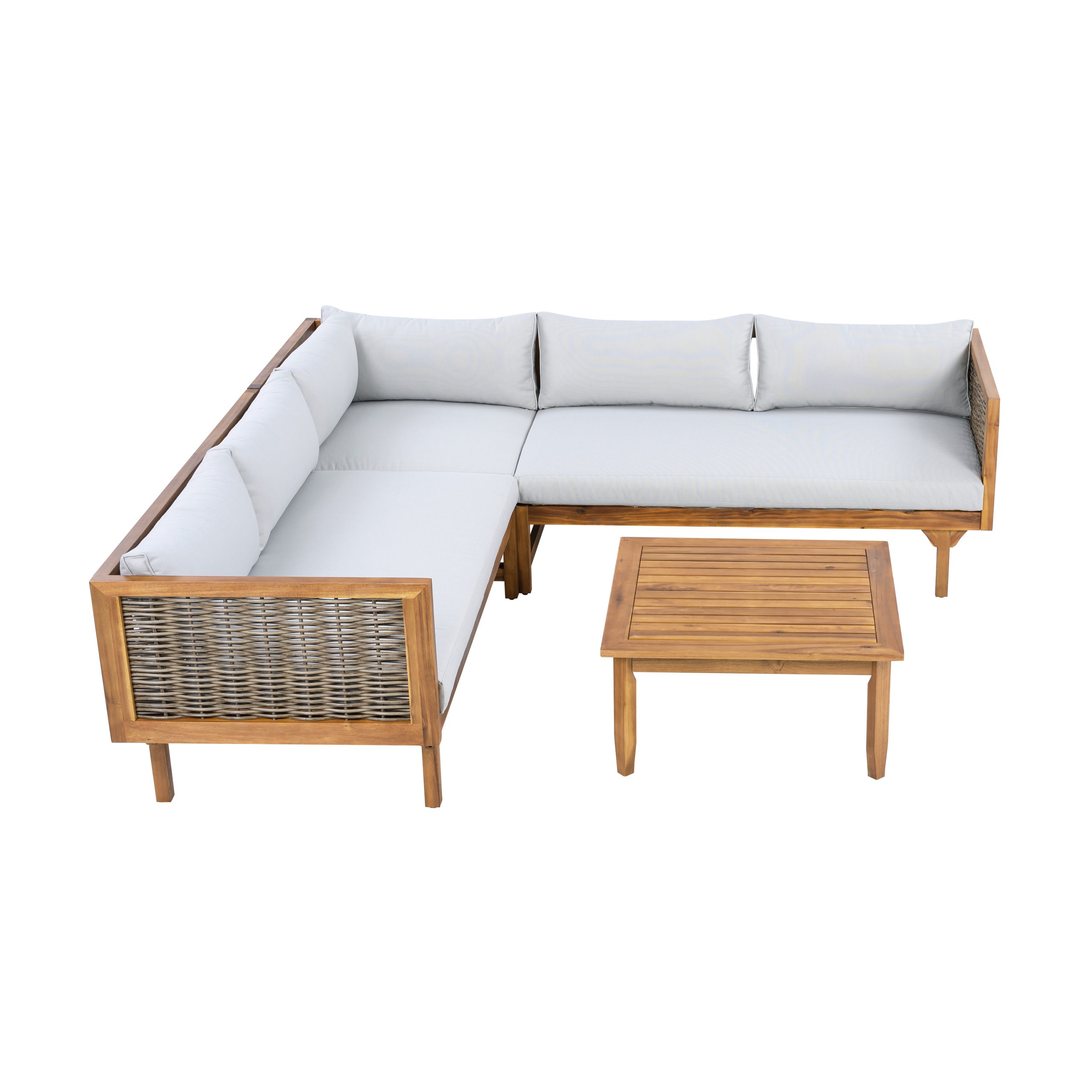 SECTIONAL SEATING GROUP WITH WATERPROOF CUSHIONS - PREMIUM OUTDOOR SOFA SET(LIGHT GRAY CUSHION) - Image 6