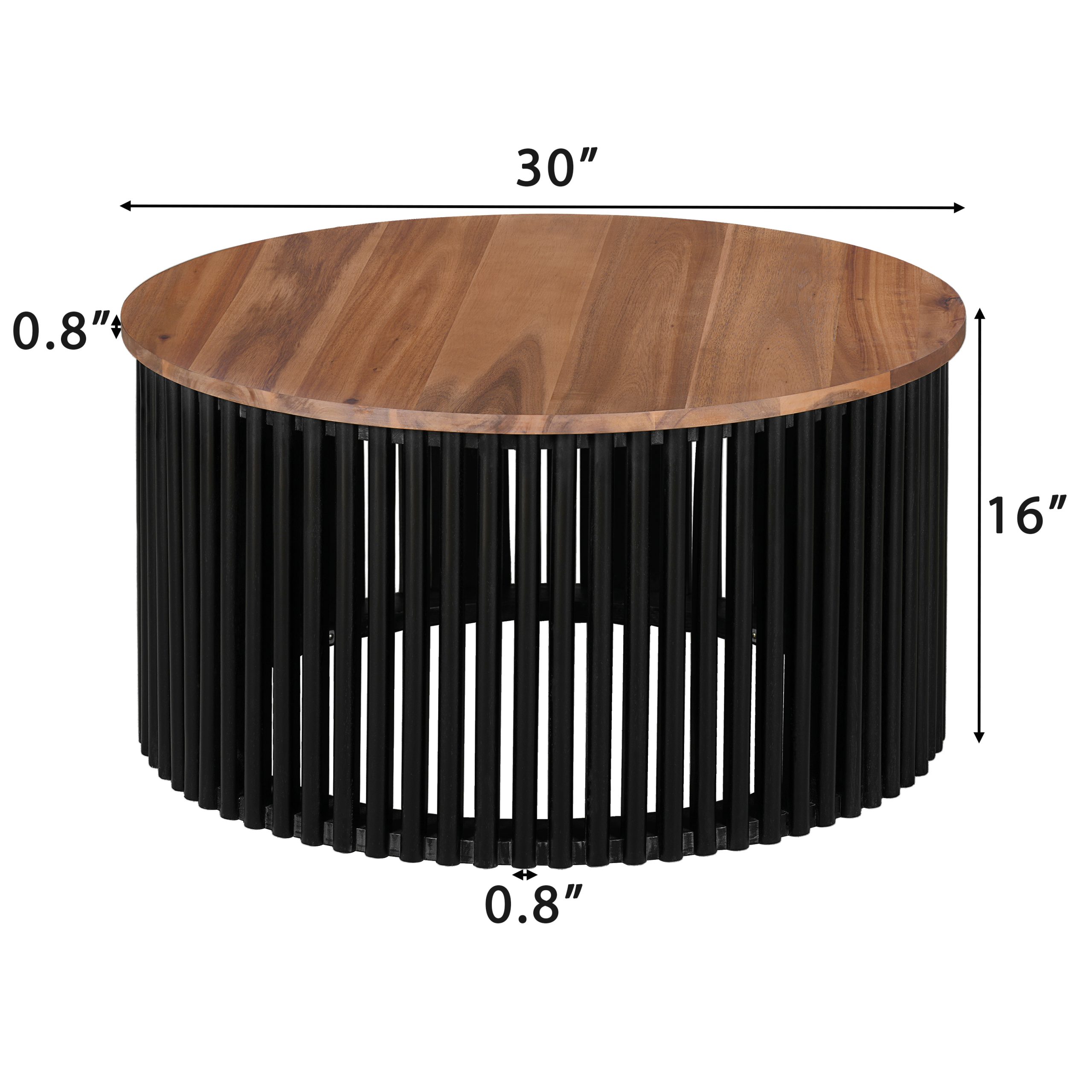 ACACIA SOLID WOOD COFFEE TABLE,NATURAL & BLACK COLOR - Image 5