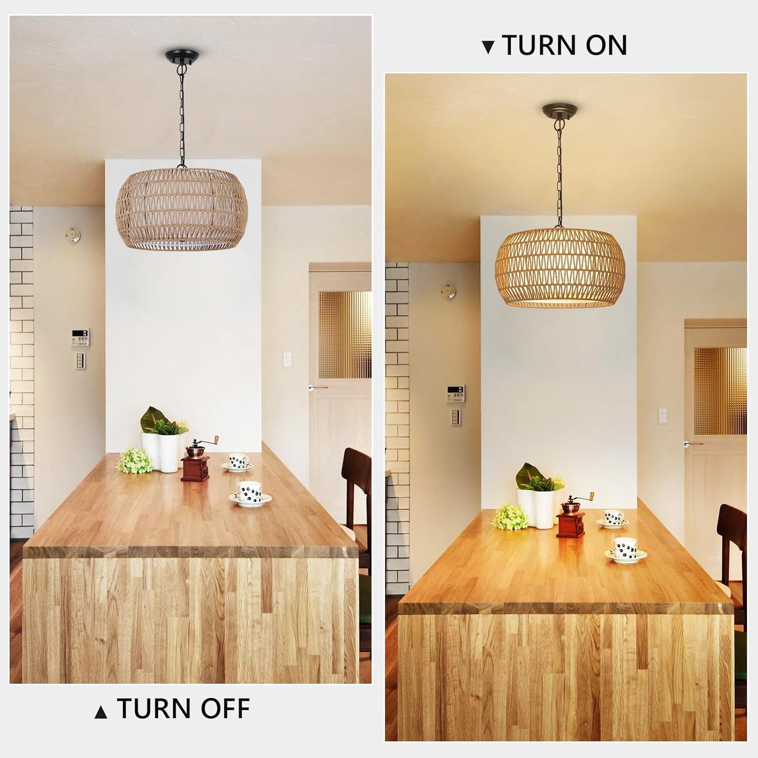 Rattan Farmhouse Chandelier Light Fixtures - Image 4