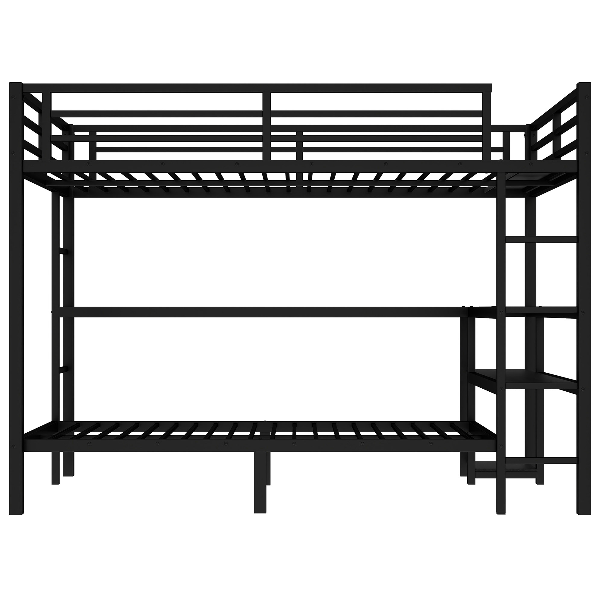 FULL Over Twin Bunk Bed with Desk and Shelves, Multiple Placement, with LED and USB, Black - Image 6