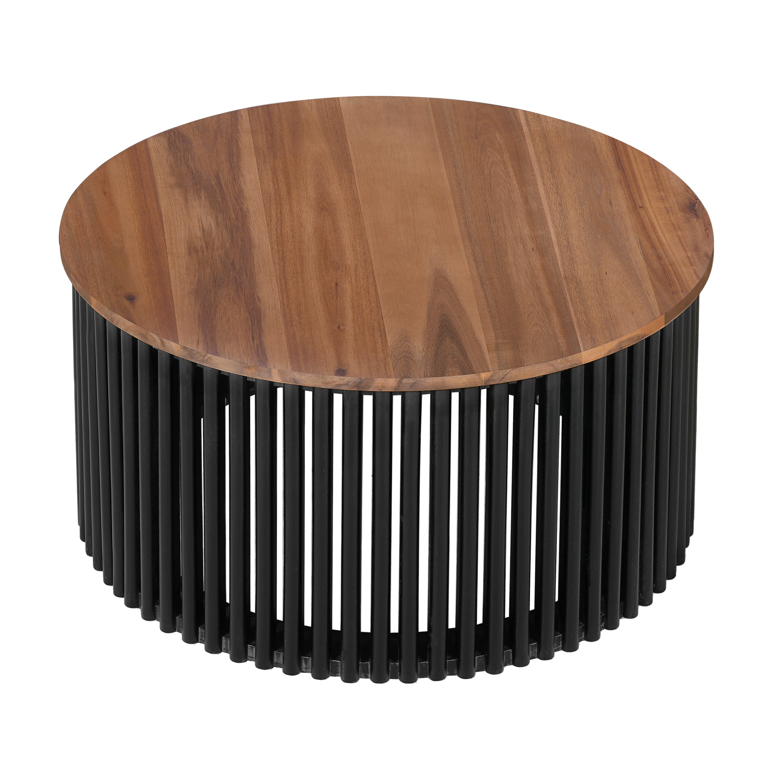 ACACIA SOLID WOOD COFFEE TABLE,NATURAL & BLACK COLOR - Image 6