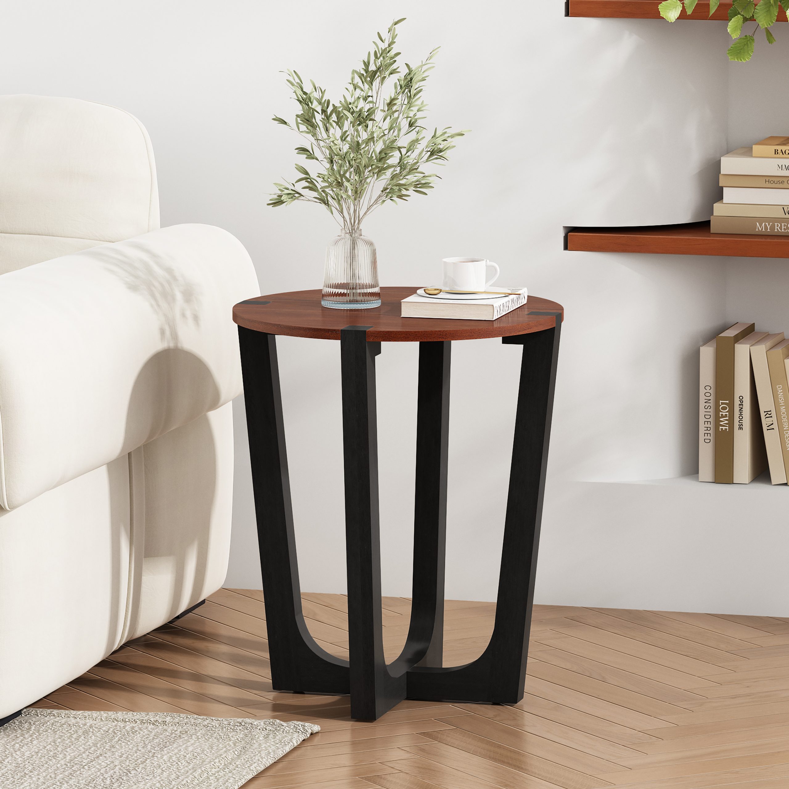 ACACIA SOLID WOOD SIDE TABLE,BROWN & BLACK COLOR - Image 2