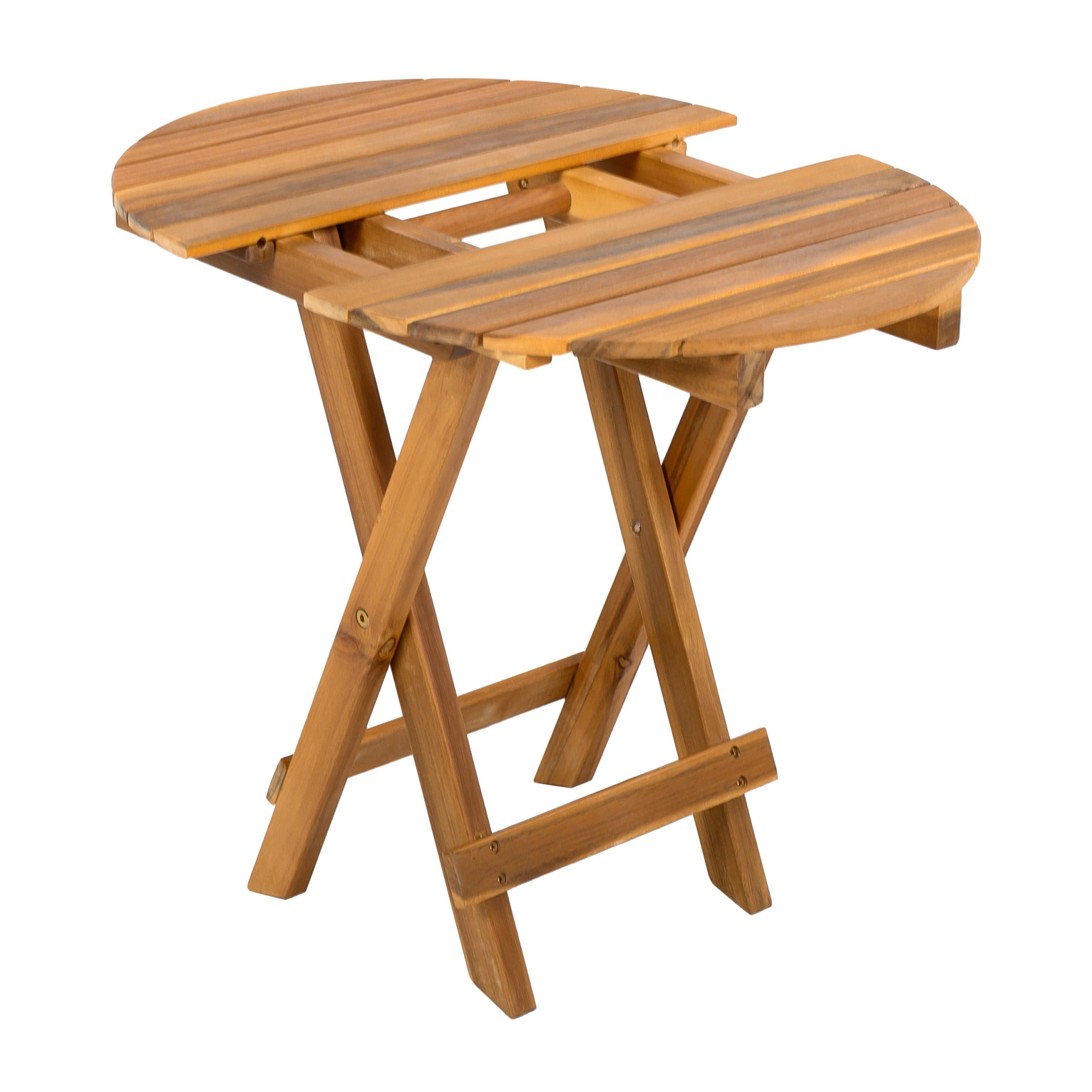 NO INSTALLATION REQUIRED, FOLDABLE AND ADJUSTABLE OUTDOOR ACACIA WOOD SIDE TABLE (TEAK FINISH) - Image 5