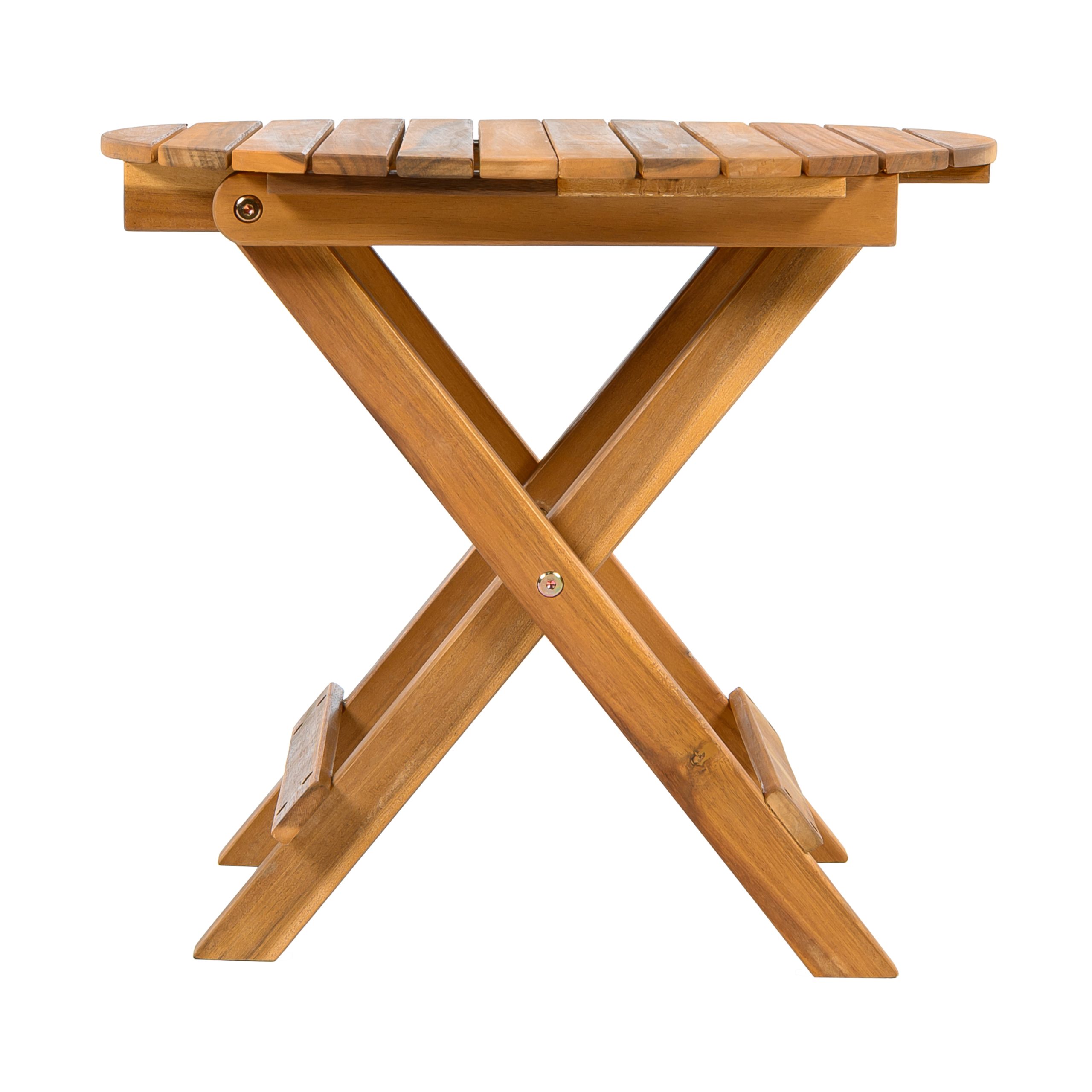 NO INSTALLATION REQUIRED, FOLDABLE AND ADJUSTABLE OUTDOOR ACACIA WOOD SIDE TABLE (TEAK FINISH) - Image 6