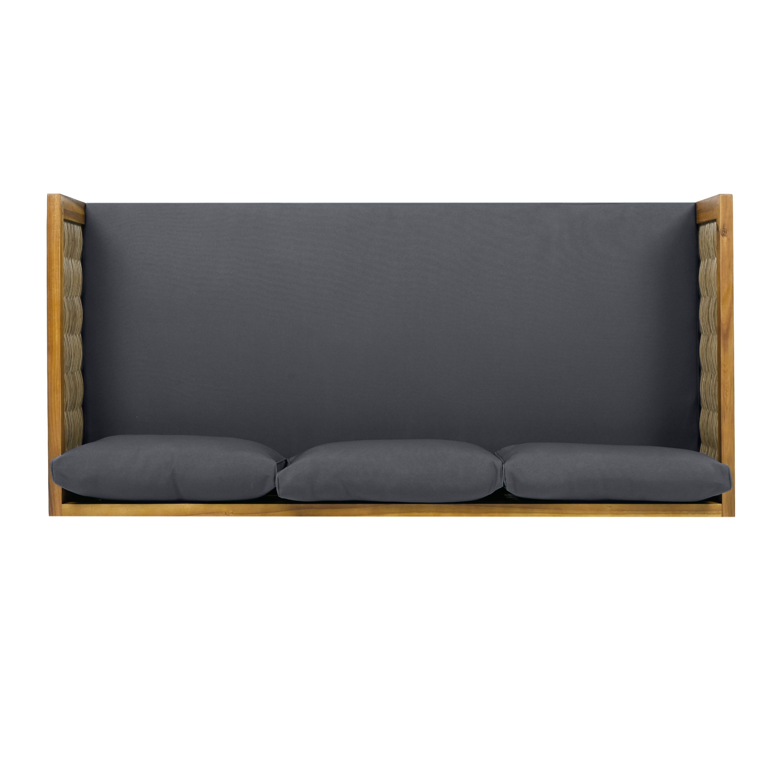 CLAREMONT 3 SEATER DAYBED WITH RATTAN ARMS (DARK GREY CUSHION) - Image 5