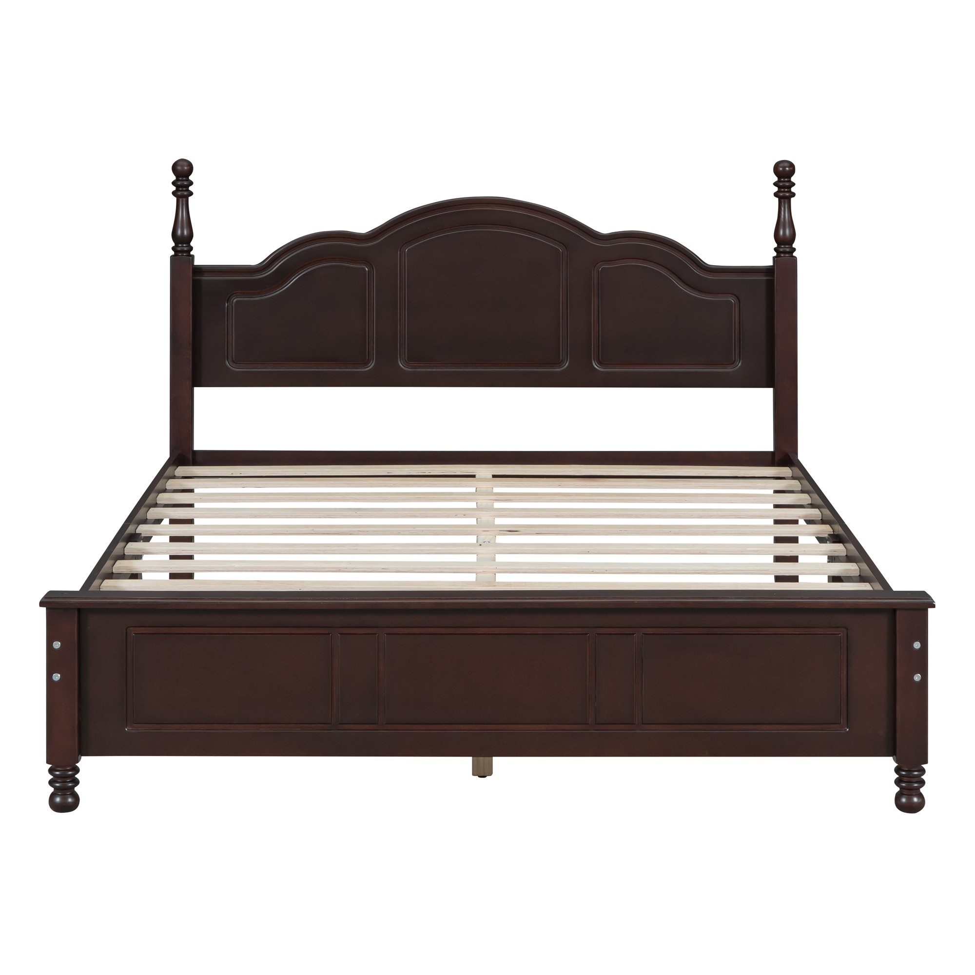3-Pieces Bedroom Sets,Queen Size Wood Platform Bed and Two Nightstands-Dark Walnut - Image 4